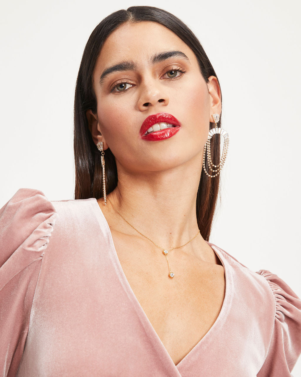 Double Up Crystal Necklace - Gold