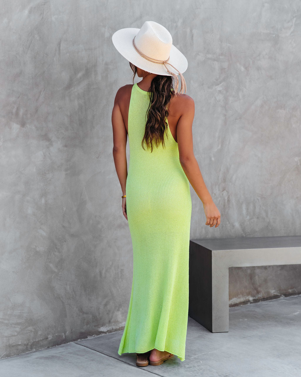 Maui Knit Maxi Dress - Lime - FINAL SALE
