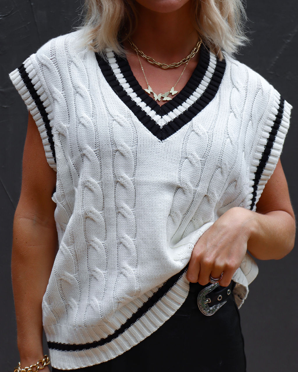 You Already Know Cable Knit Sweater Vest - Cream