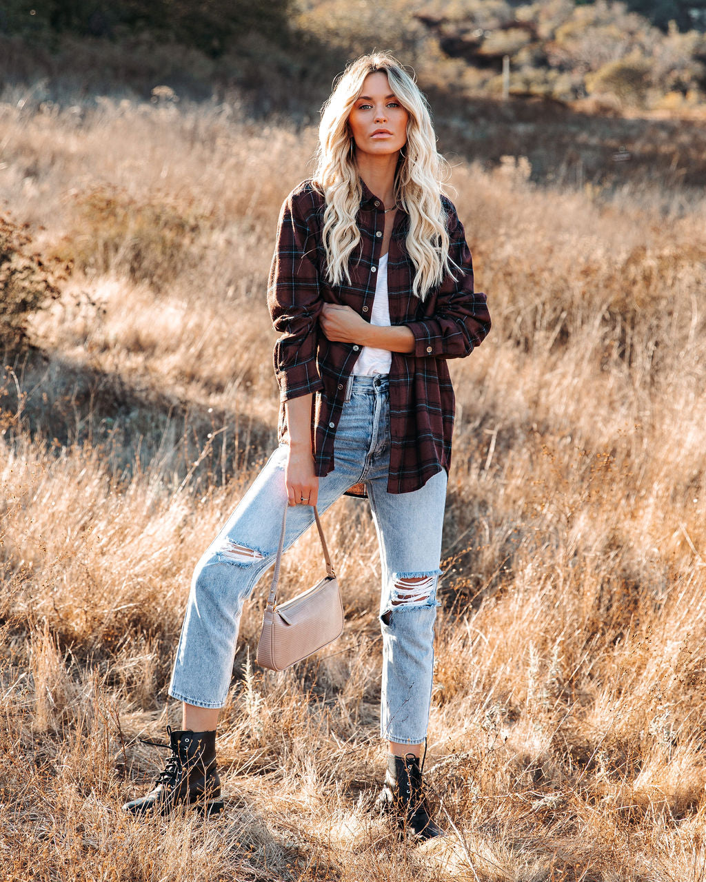 Anchorage Plaid Button Down Top - Chocolate