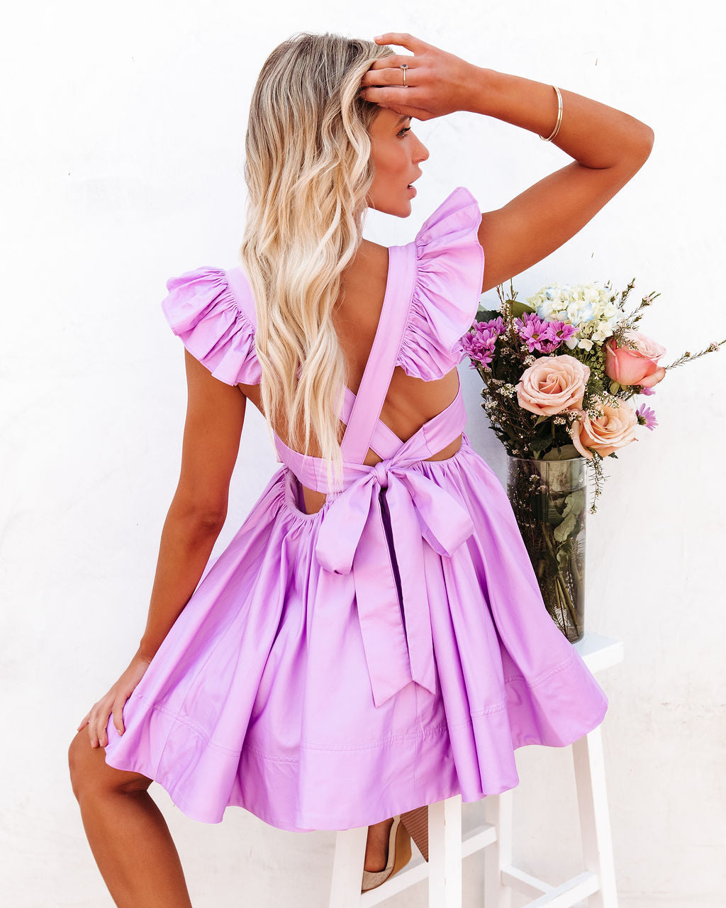 Huntlie Cotton Ruffle Babydoll Dress - Purple - FINAL SALE