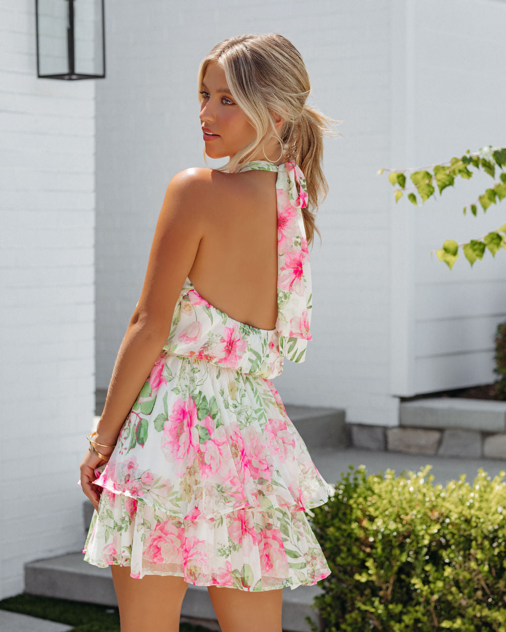 Unforgettable Love Halter Floral Tiered Mini Dress - FINAL SALE