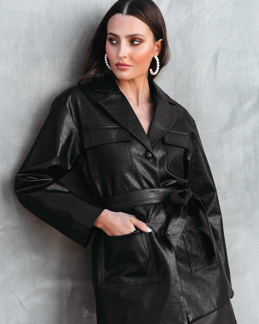 Express Yourself Utility Faux Leather Jacket - Black