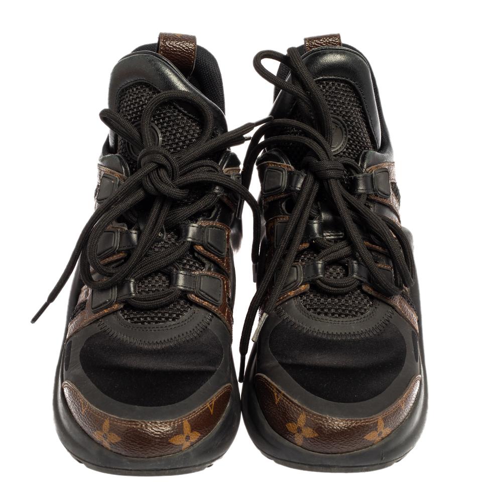 Louis Vuitton Black/Brown Monogram Canvas And Neoprene Archlight Sneakers