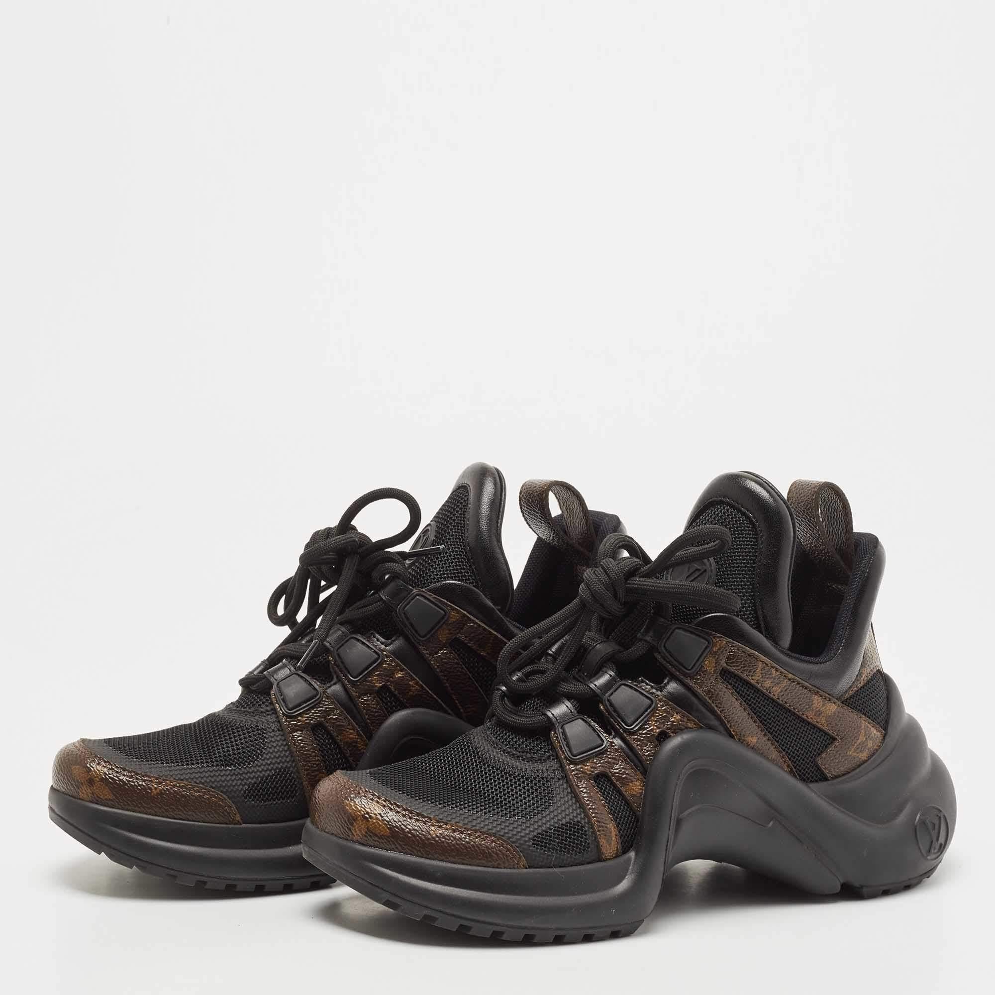 Louis Vuitton Black/Brown Monogram Canvas and Mesh Archlight Sneakers