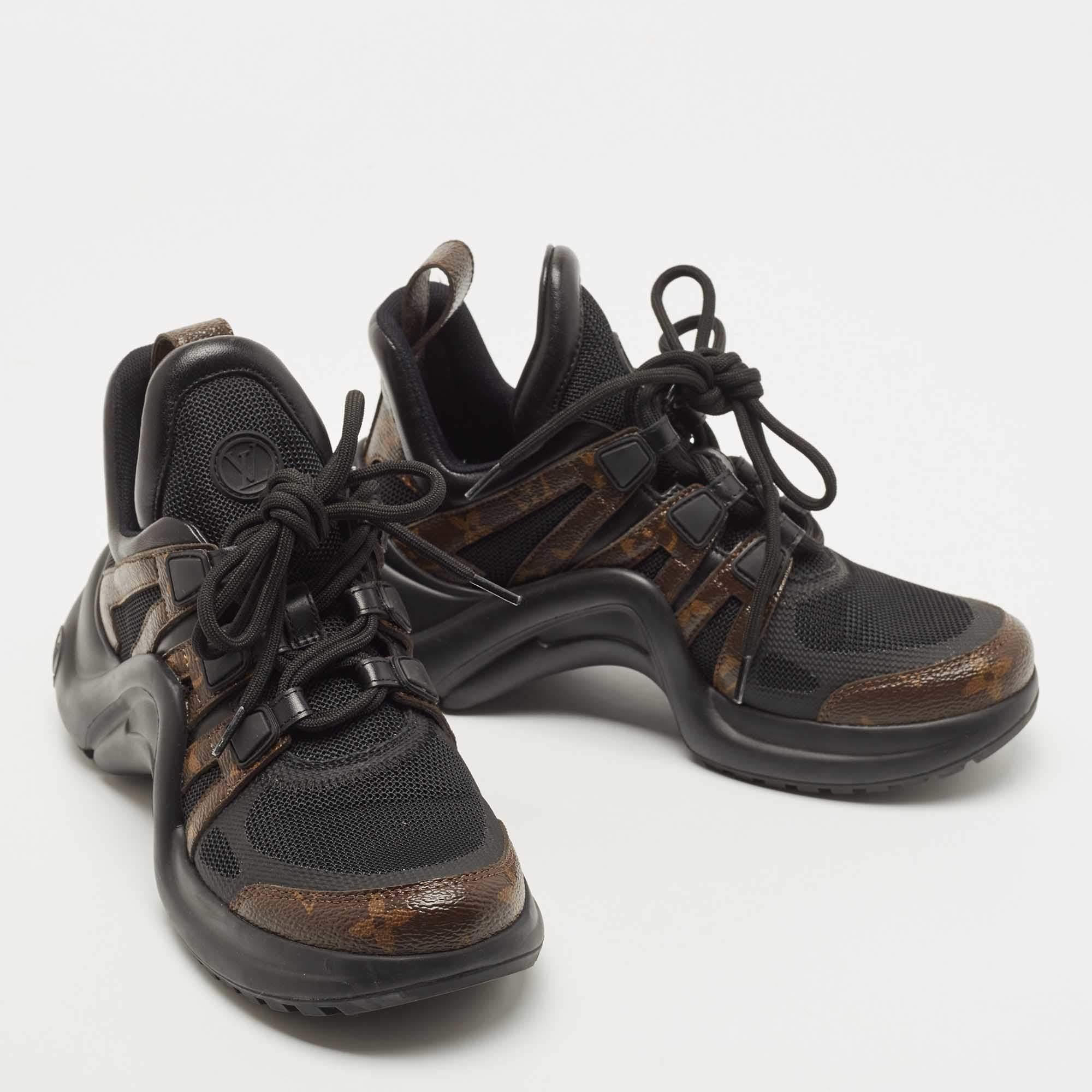 Louis Vuitton Black/Brown Monogram Canvas and Mesh Archlight Sneakers