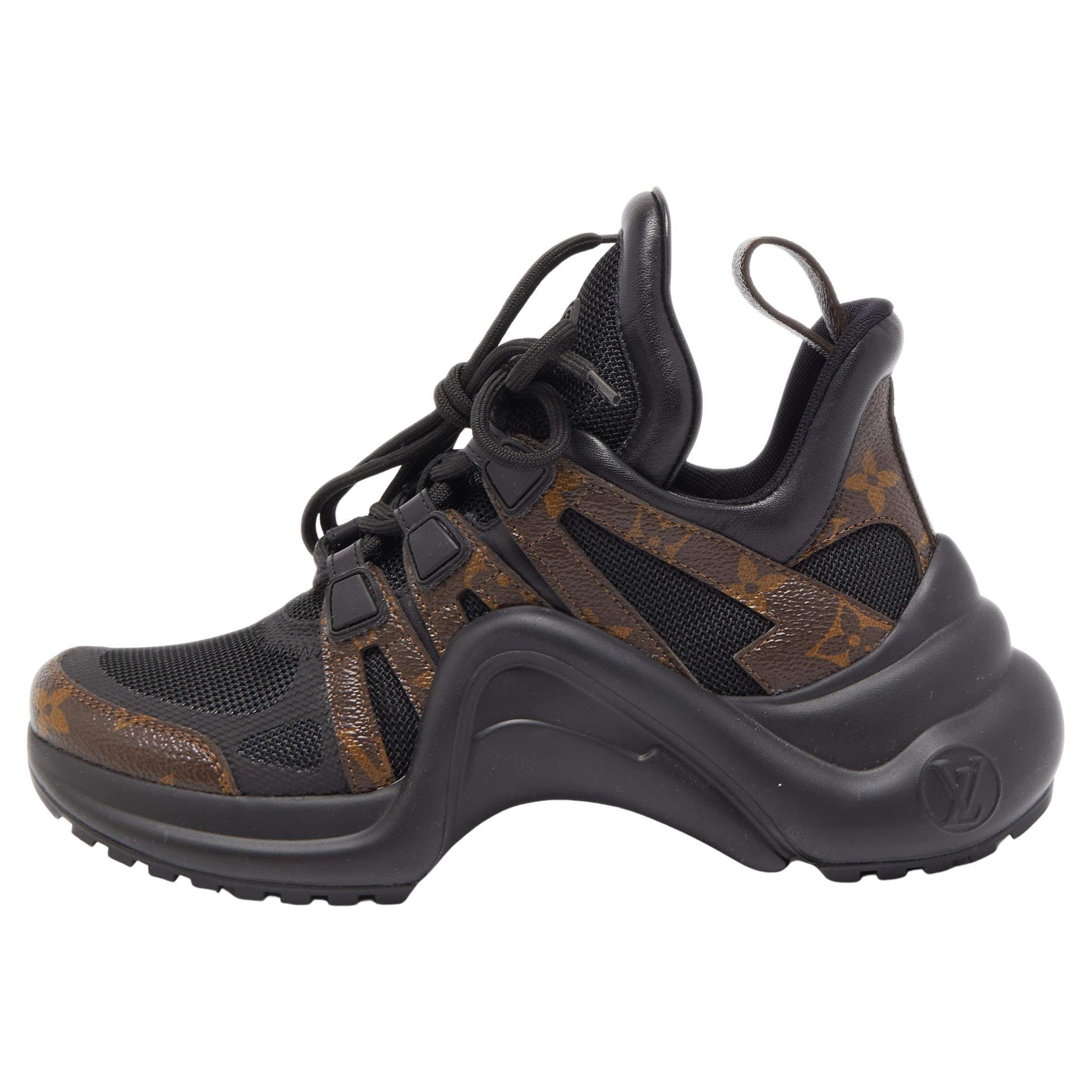 Louis Vuitton Black/Brown Mesh and Monogram Canvas Archlight Sneakers