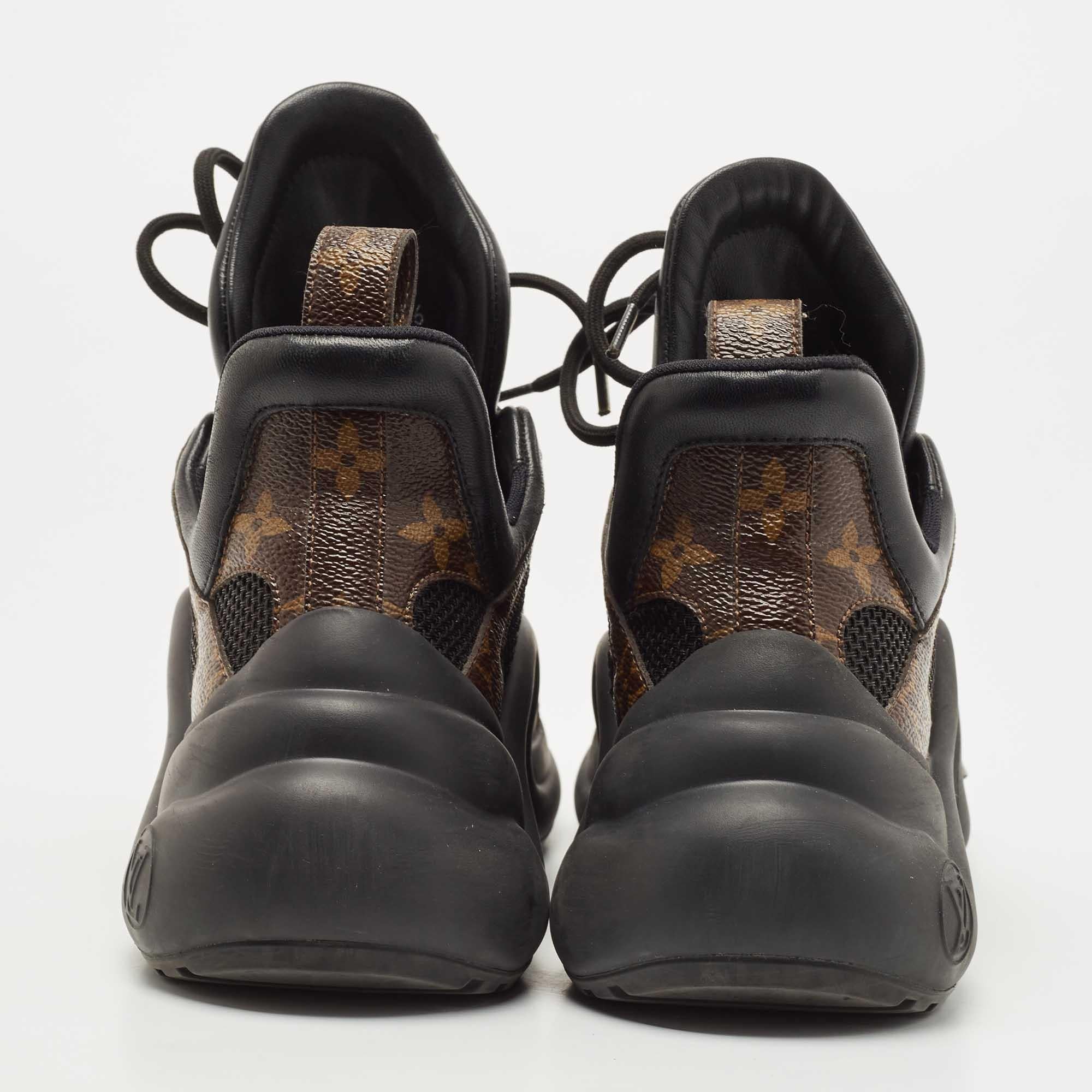 Louis Vuitton Black/Brown Mesh and Monogram Canvas Archlight Sneakers