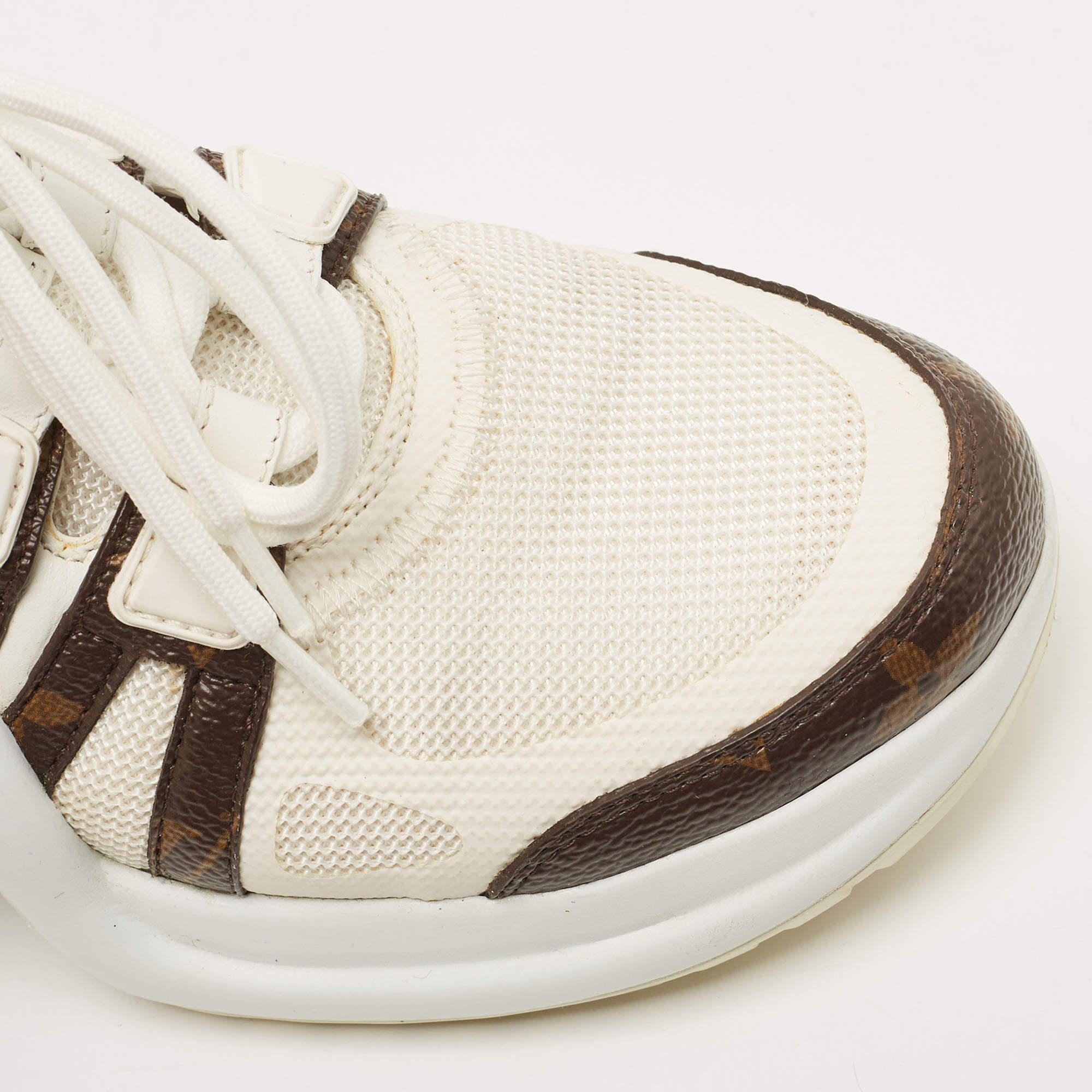 Louis Vuitton White/Monogram Canvas and Leather Archlight Sneakers