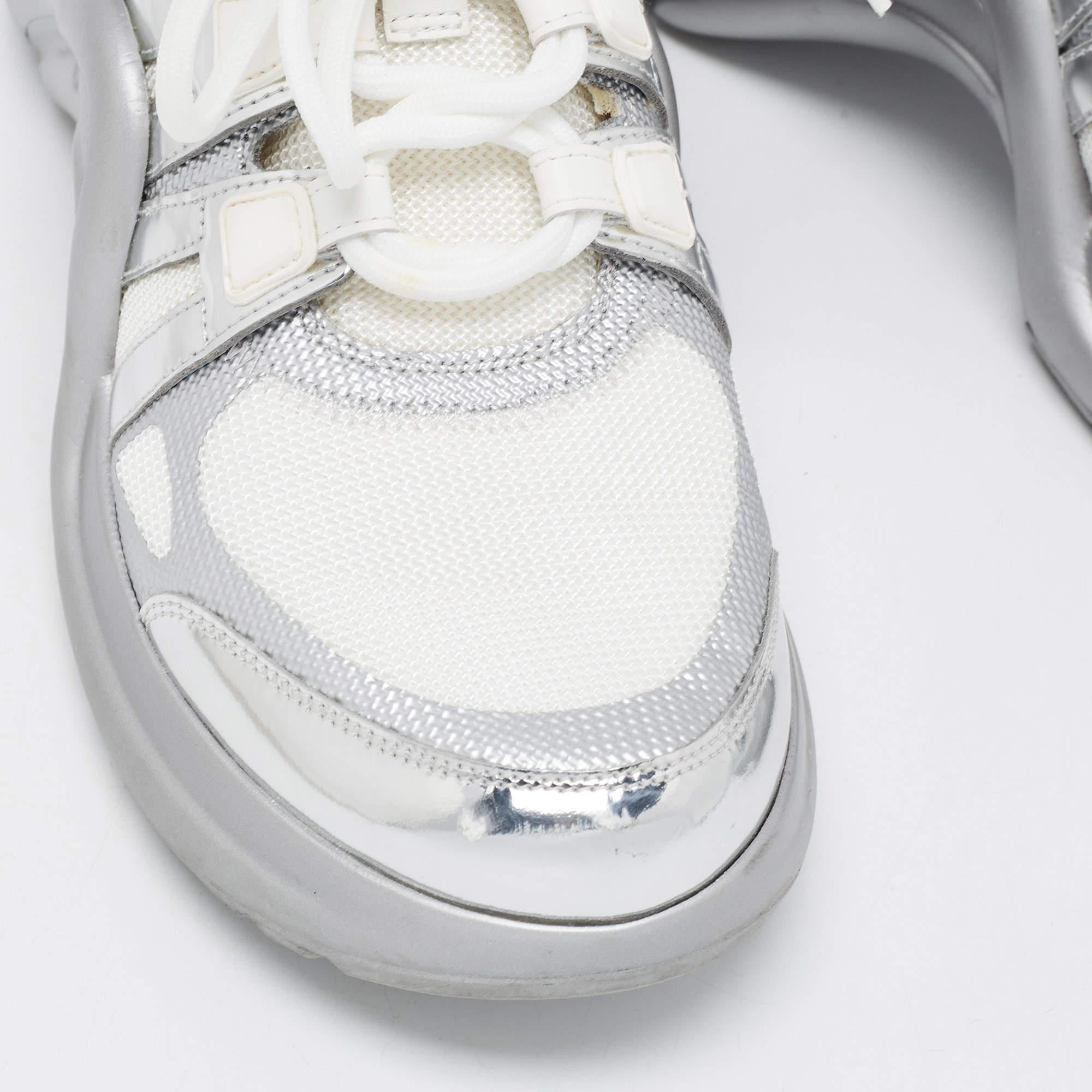 Louis Vuitton White/Silver Mesh and Leather Archlight Sneakers