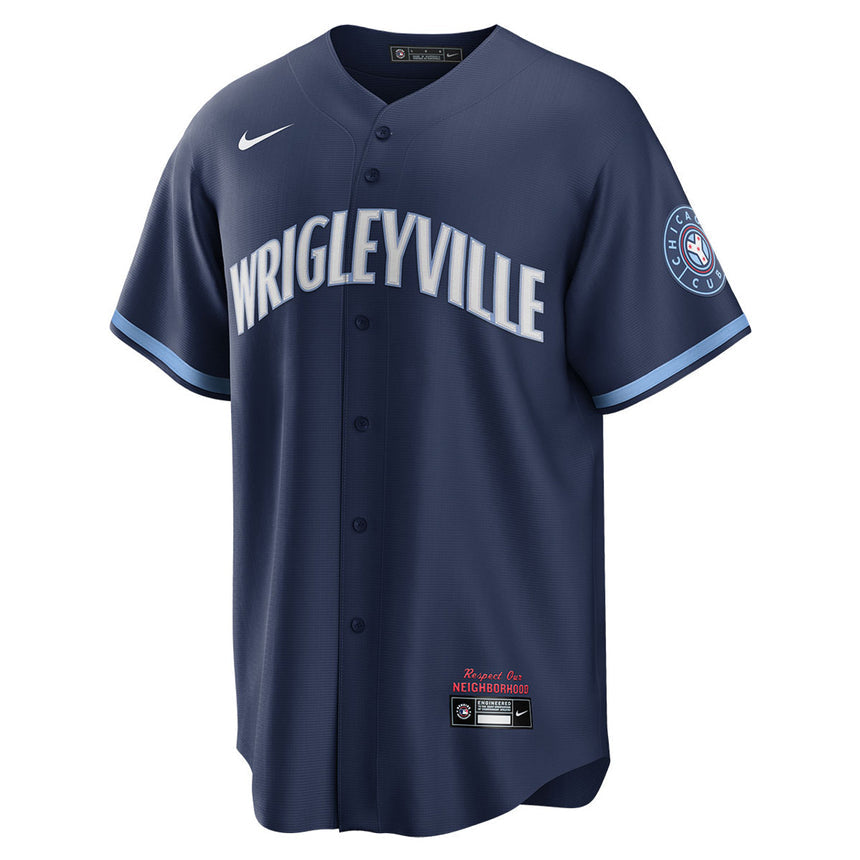 Men's Dansby Swanson Chicago Cubs Navy City Connect Wrigleyville Replica Jersey
