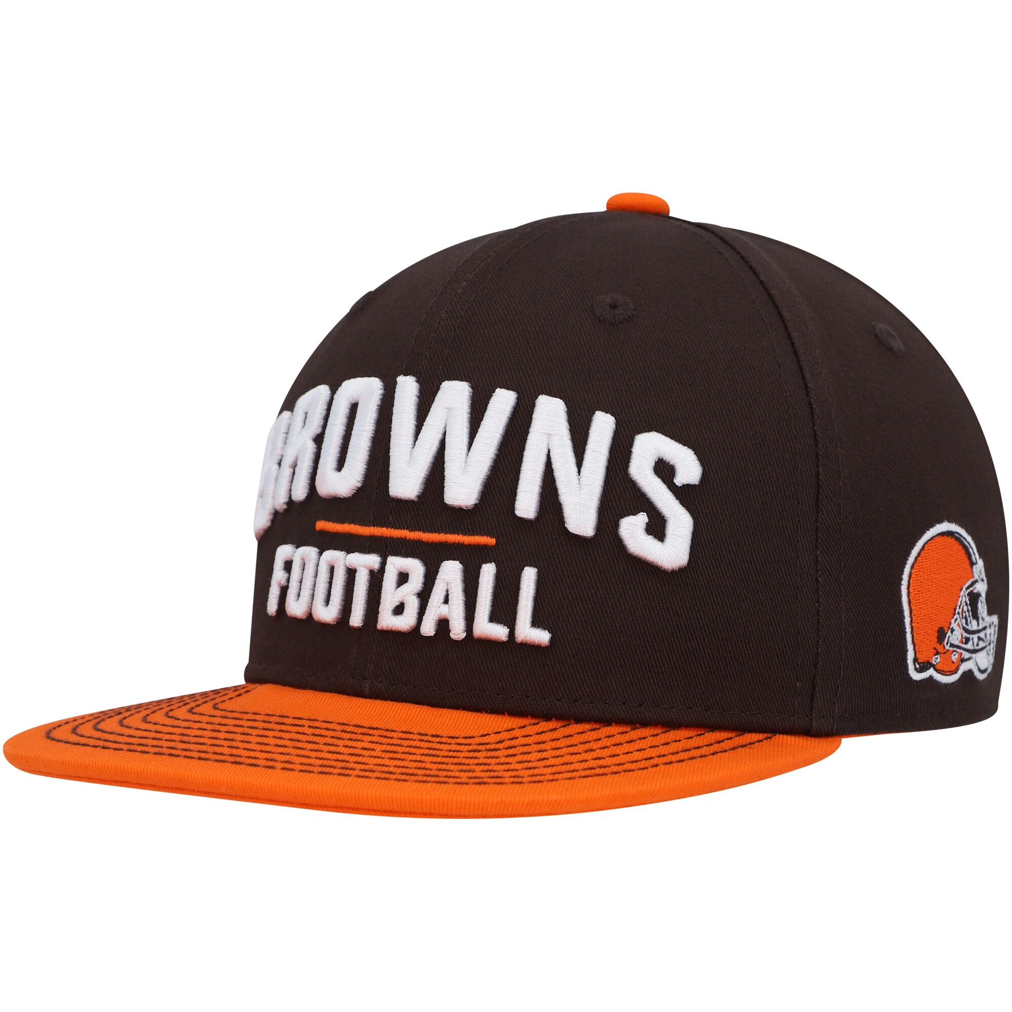 Cleveland Browns Youth Lock Up Snapback Hat - Brown/Orange