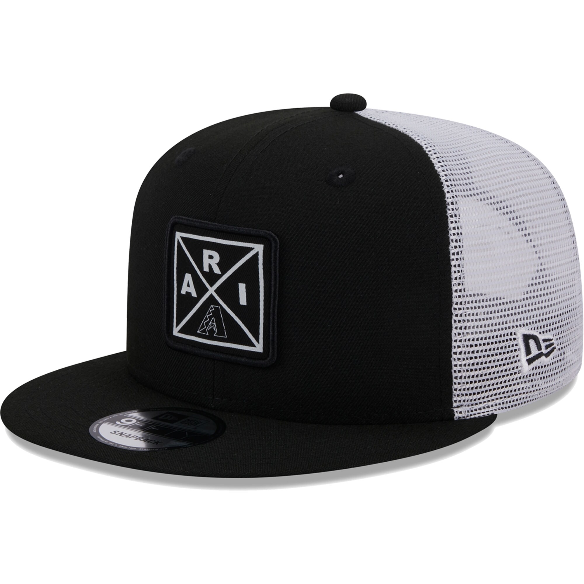 Arizona Diamondbacks New Era Vert Squared Trucker 9FIFTY Snapback Hat - Black