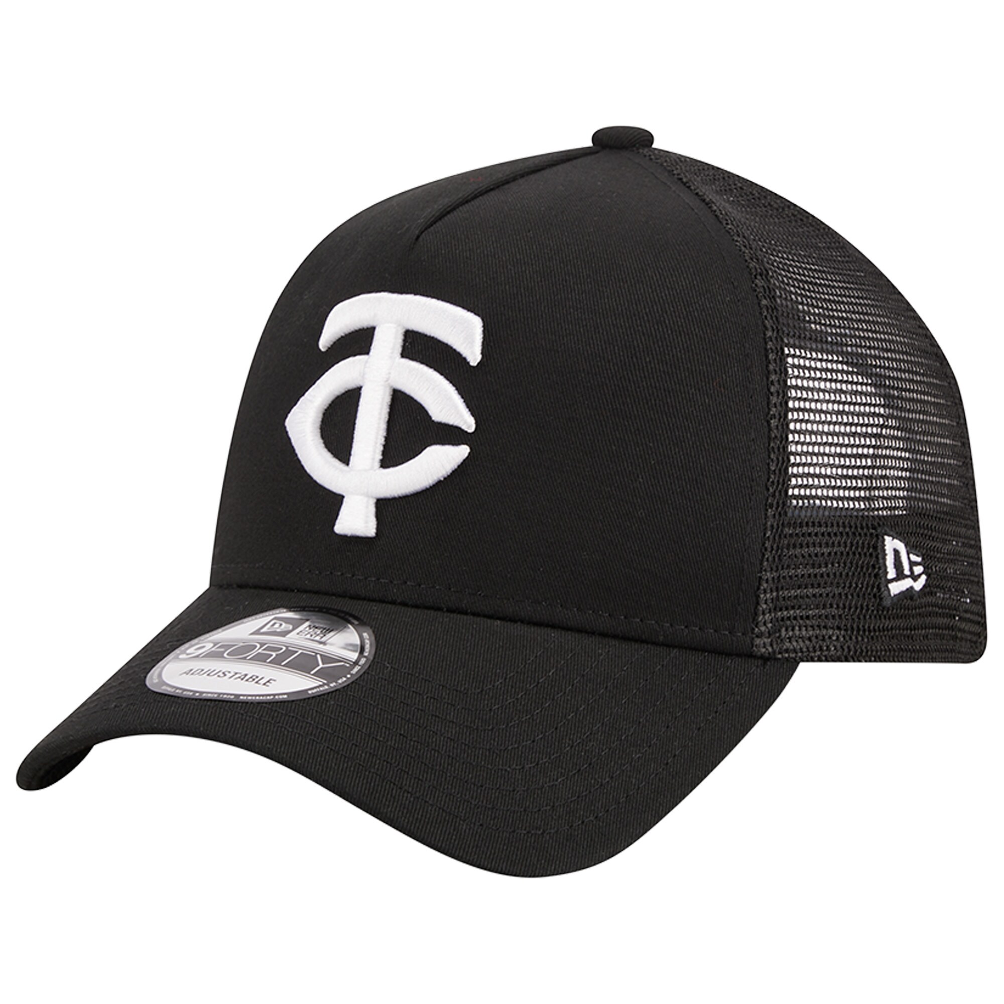 Minnesota Twins New Era A-Frame 9FORTY Trucker Adjustable Hat - Black