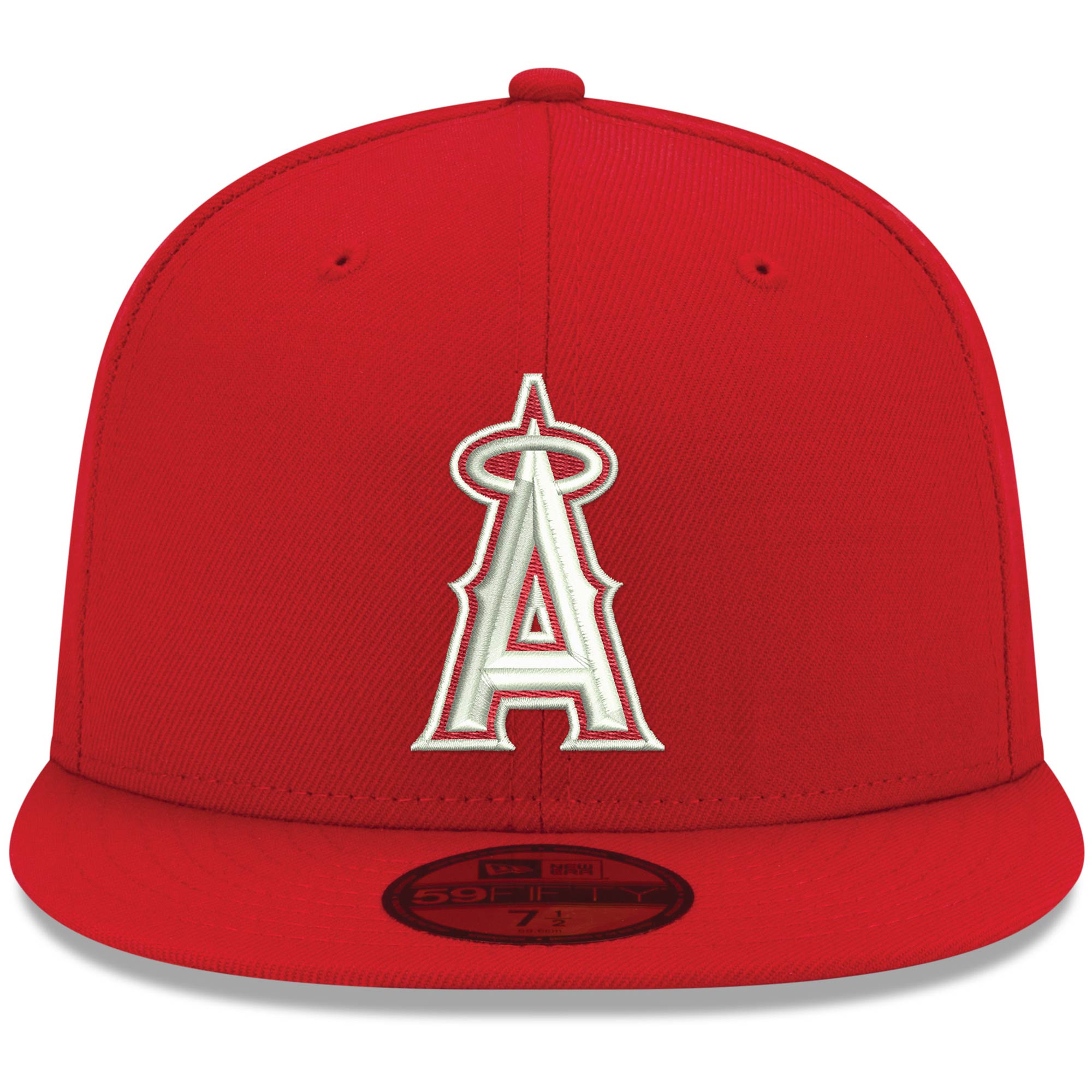 Los Angeles Angels New Era White Logo 59FIFTY Fitted Hat - Red
