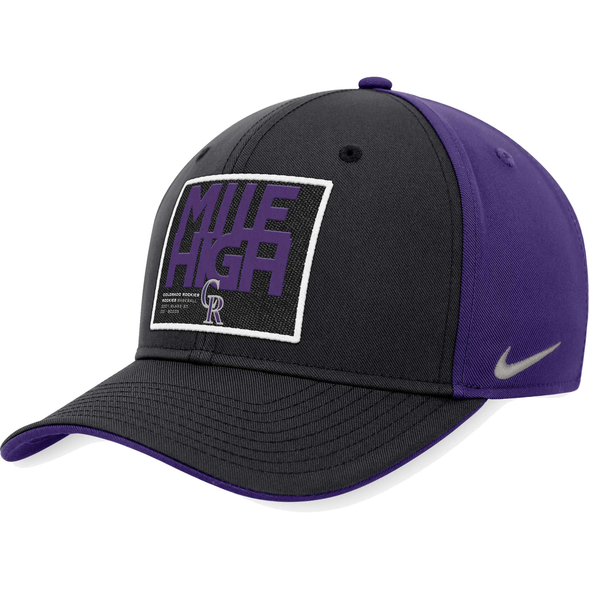 Colorado Rockies Nike Classic99 Colorblock Performance Snapback Hat - Black/Purple