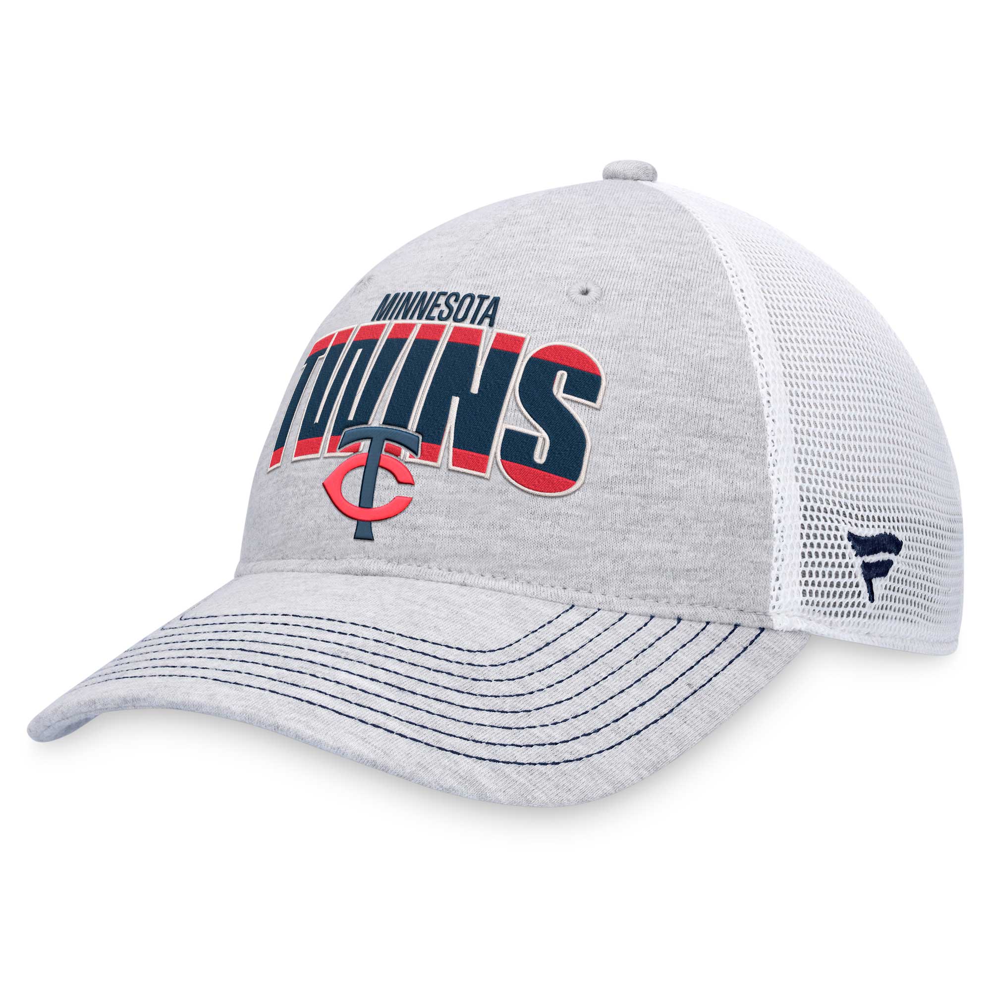 Minnesota Twins Fanatics Branded Logo Trucker Adjustable Hat - Heather Gray/White