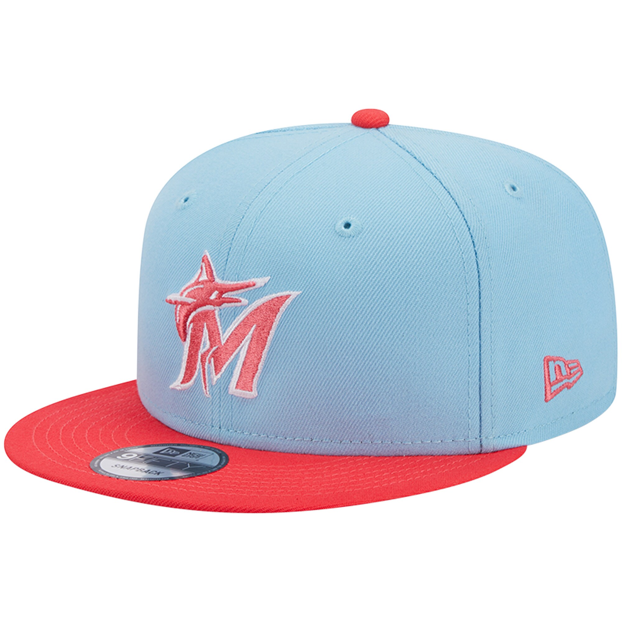Miami Marlins New Era Spring Basic Two-Tone 9FIFTY Snapback Hat - Light Blue/Red