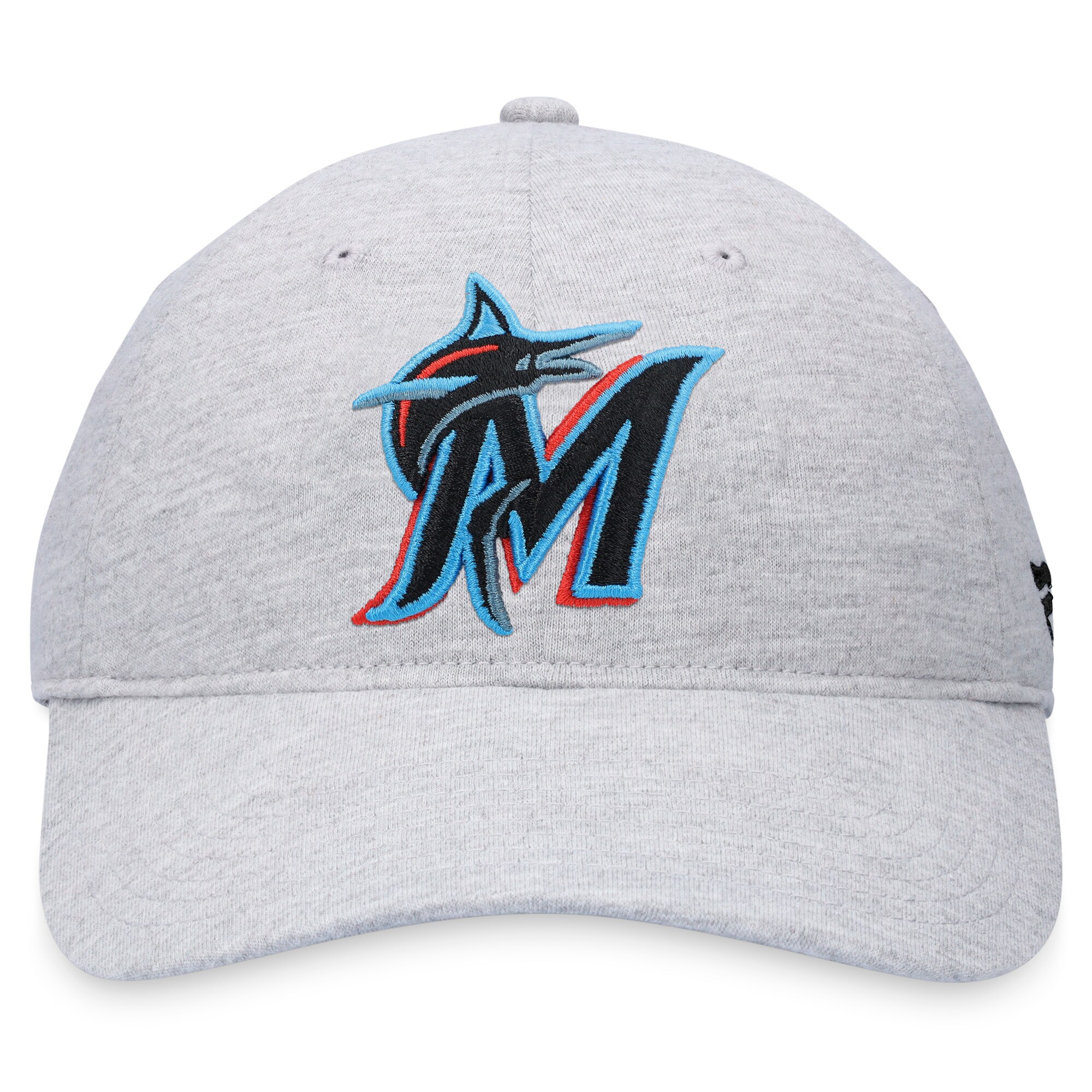 Miami Marlins Fanatics Branded Logo Adjustable Hat - Heather Gray