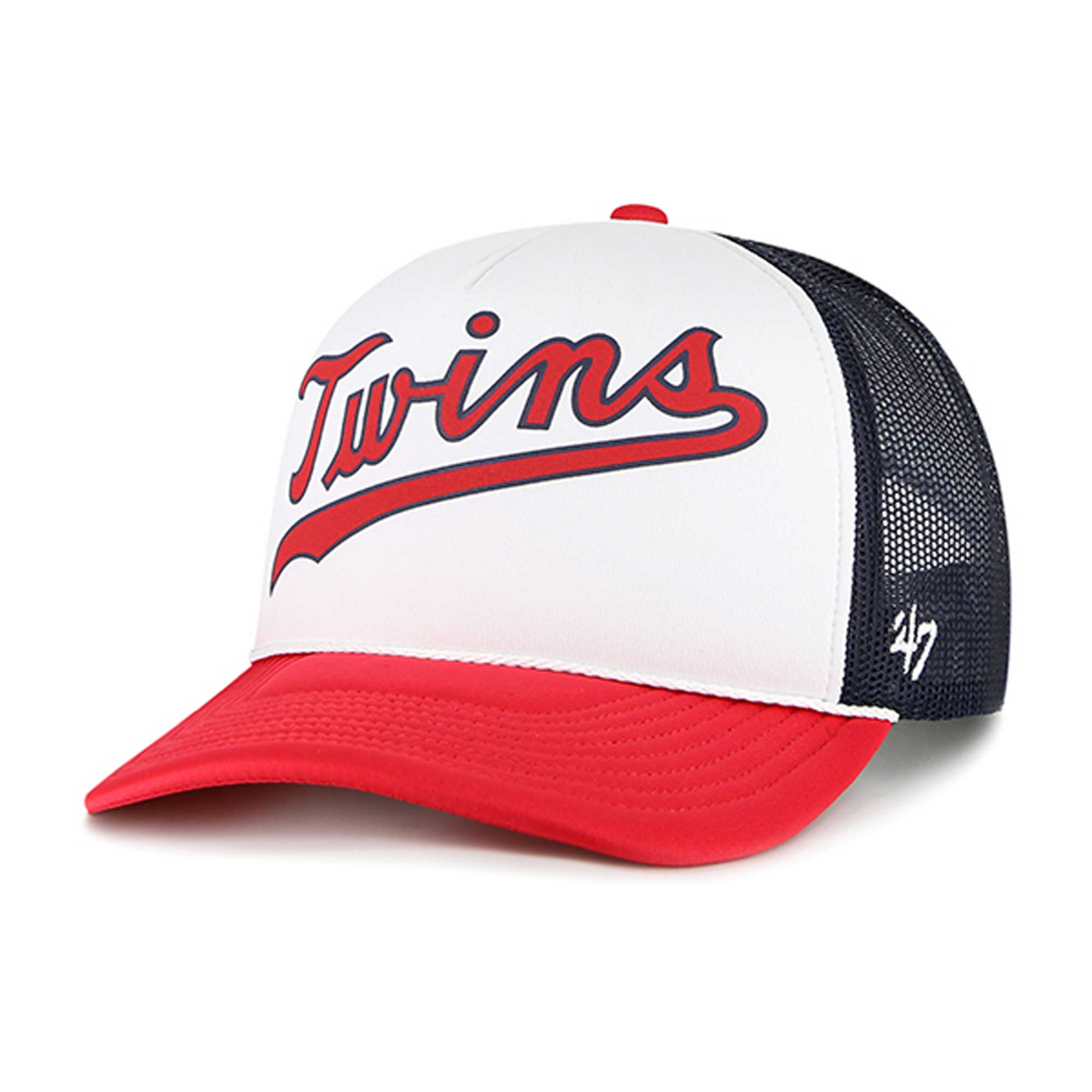 Minnesota Twins '47 Foam Front Script Trucker Snapback Hat - White