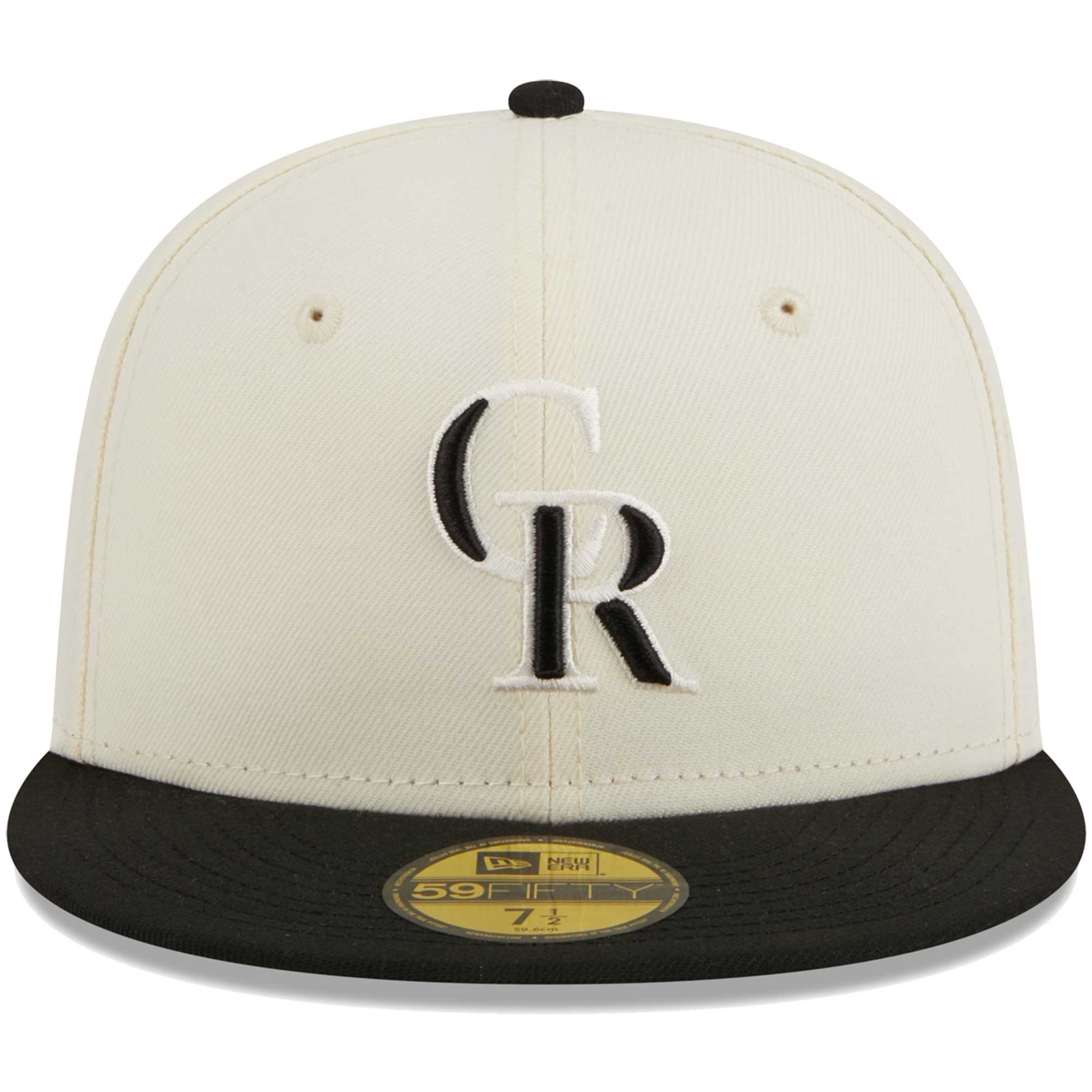Colorado Rockies New Era Chrome 59FIFTY Fitted Hat - Stone/Black