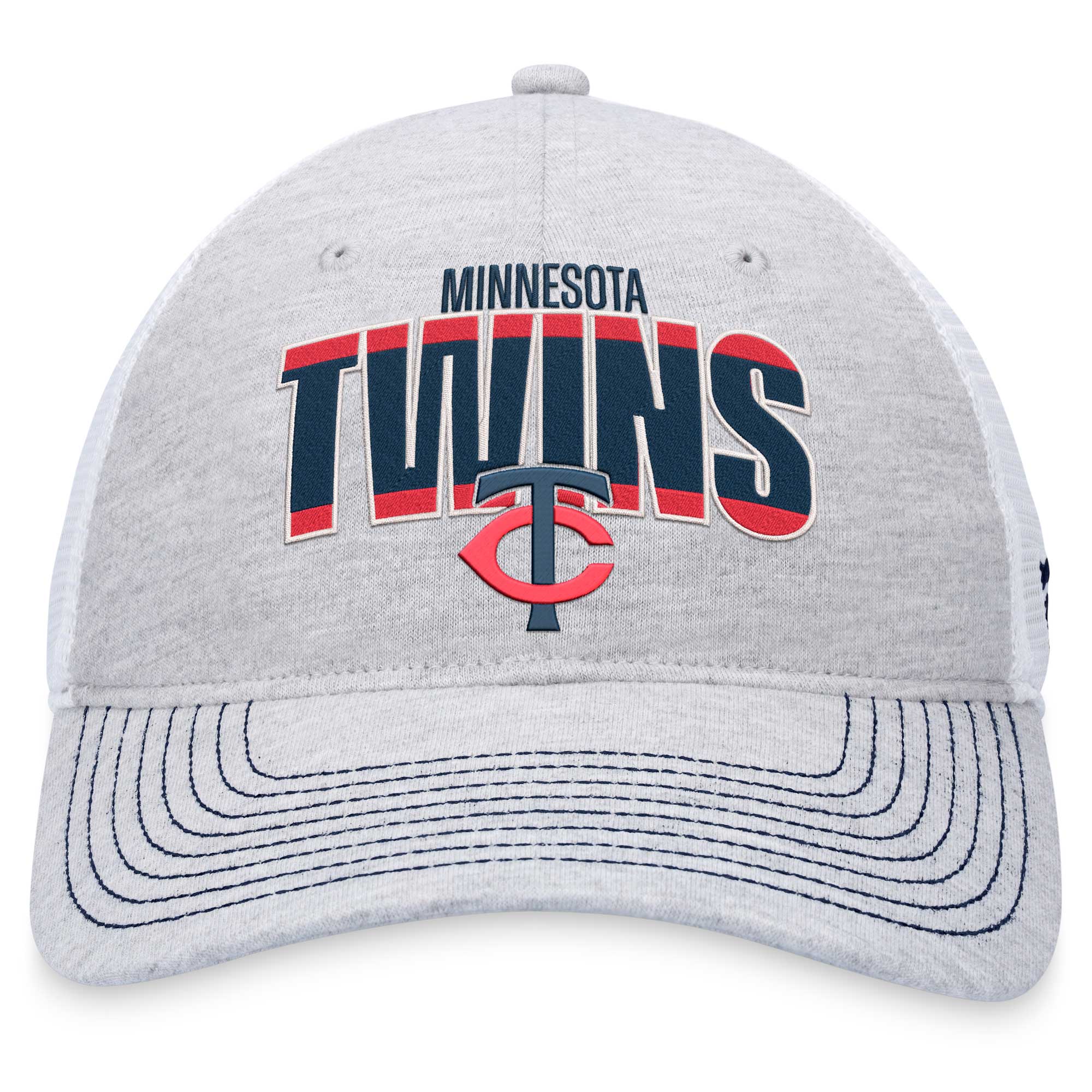 Minnesota Twins Fanatics Branded Logo Trucker Adjustable Hat - Heather Gray/White