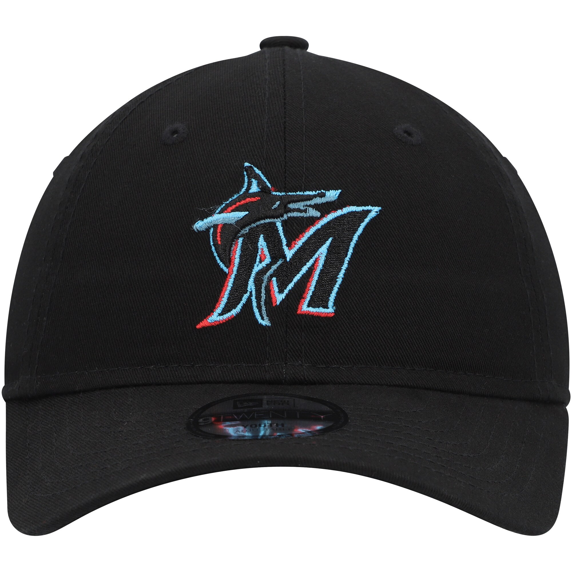 Miami Marlins New Era Youth Core Classic 9TWENTY Adjustable Hat - Black