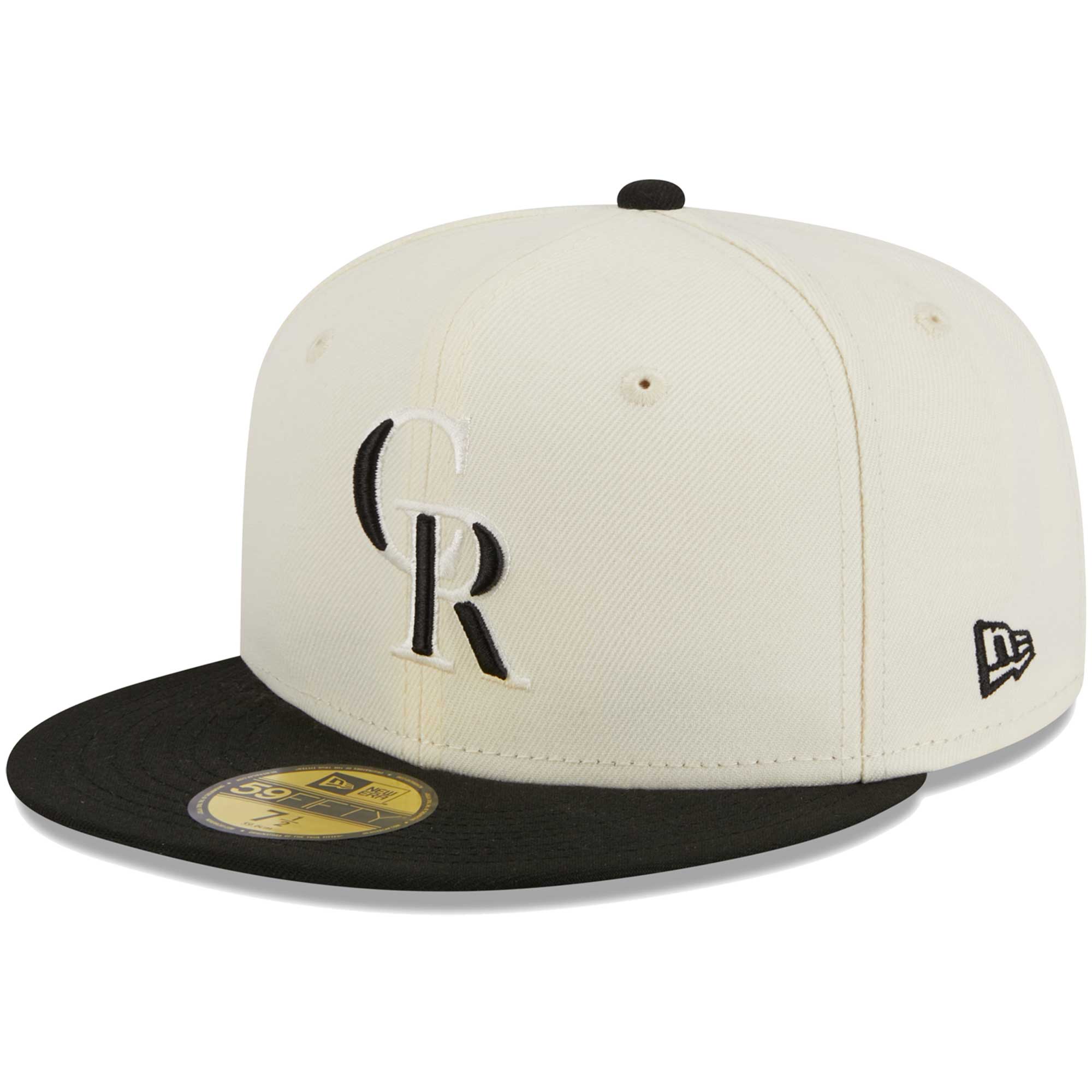 Colorado Rockies New Era Chrome 59FIFTY Fitted Hat - Stone/Black