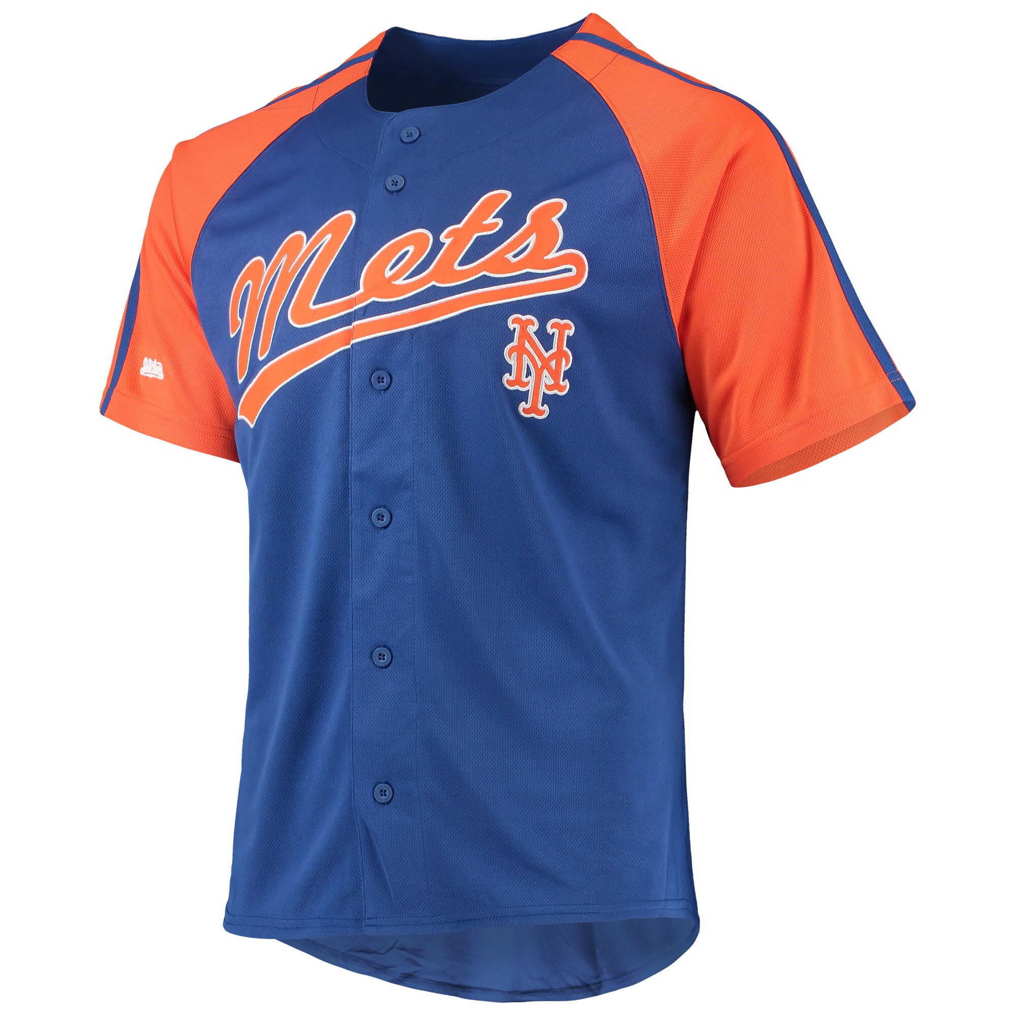 New York Mets Stitches Button-Down Raglan Replica Jersey - Royal