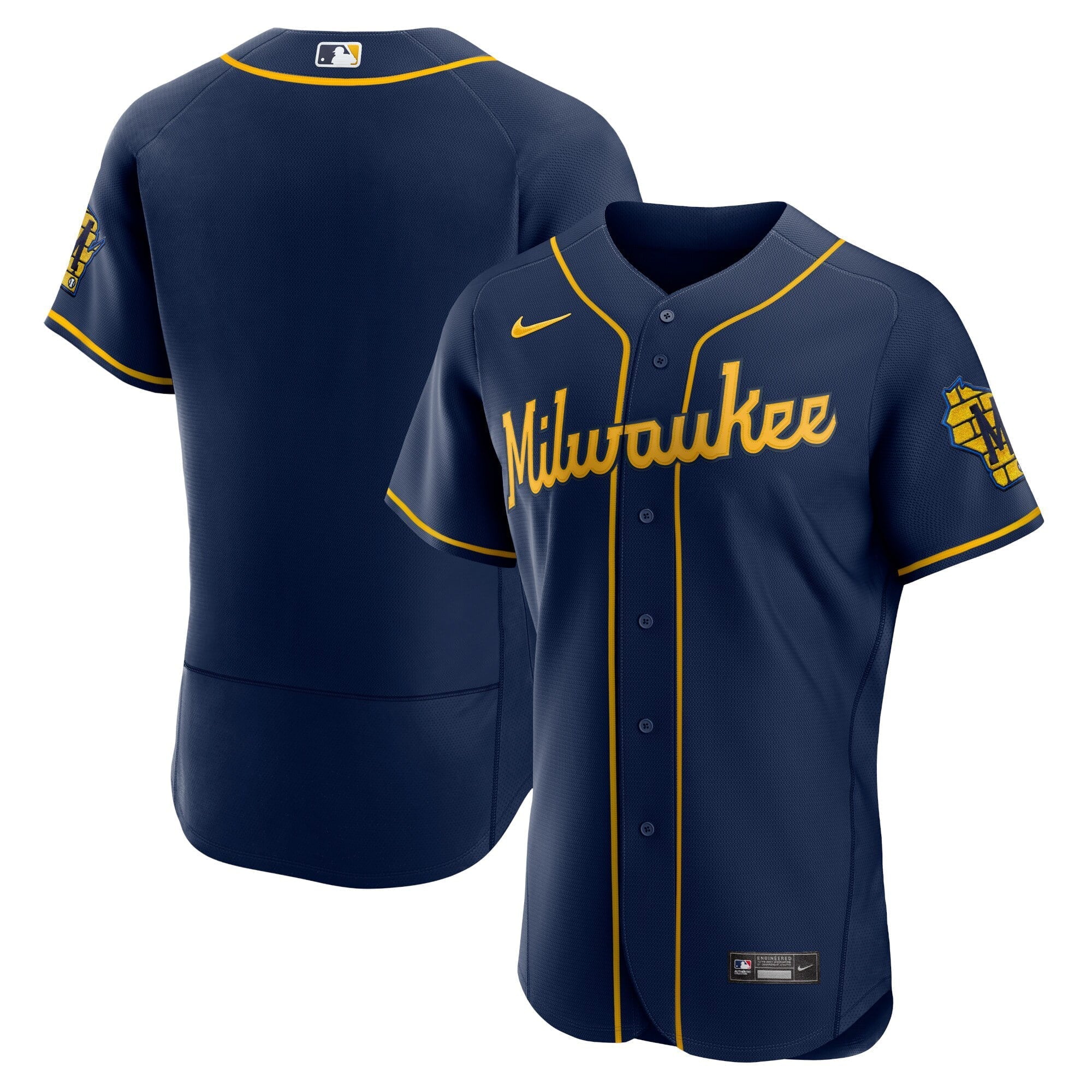 Men's Nike Navy Milwaukee Brewers Alternate Authentic Team Logo Jersey