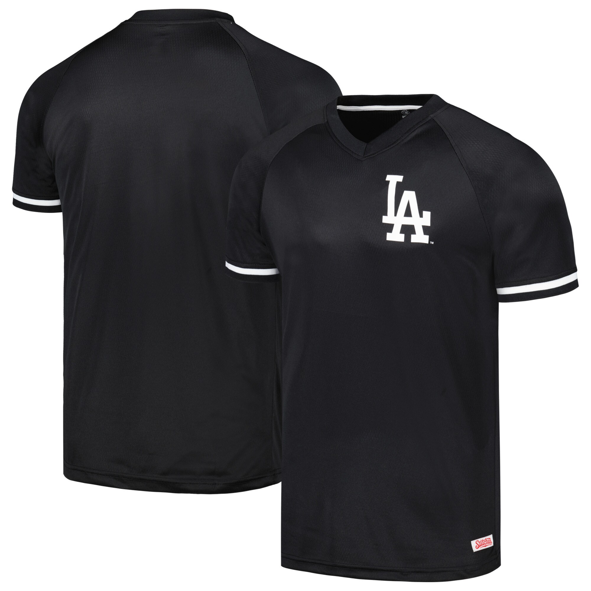 Los Angeles Dodgers Stitches Black Raglan V-Neck Jersey