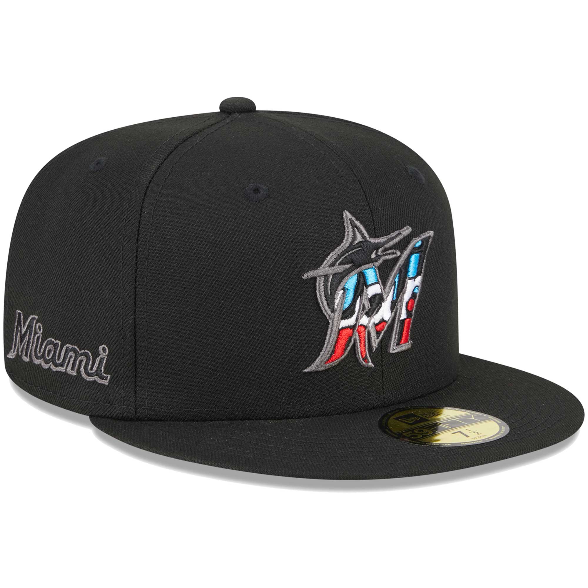 Miami Marlins New Era Script Fill 59FIFTY Fitted Hat - Black