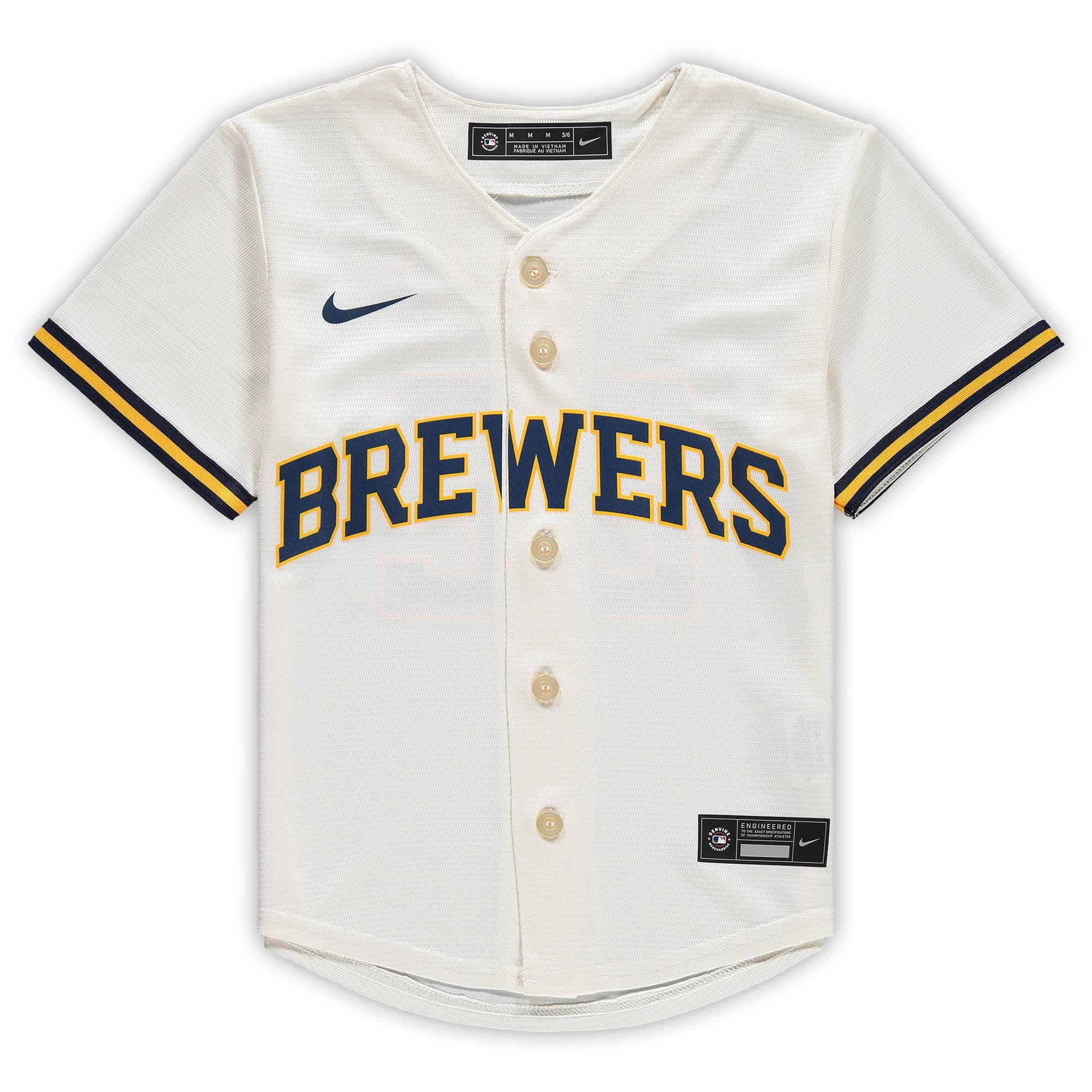 Preschool Nike Christian Yelich Cream Milwaukee Brewers Home Replica Player Jersey