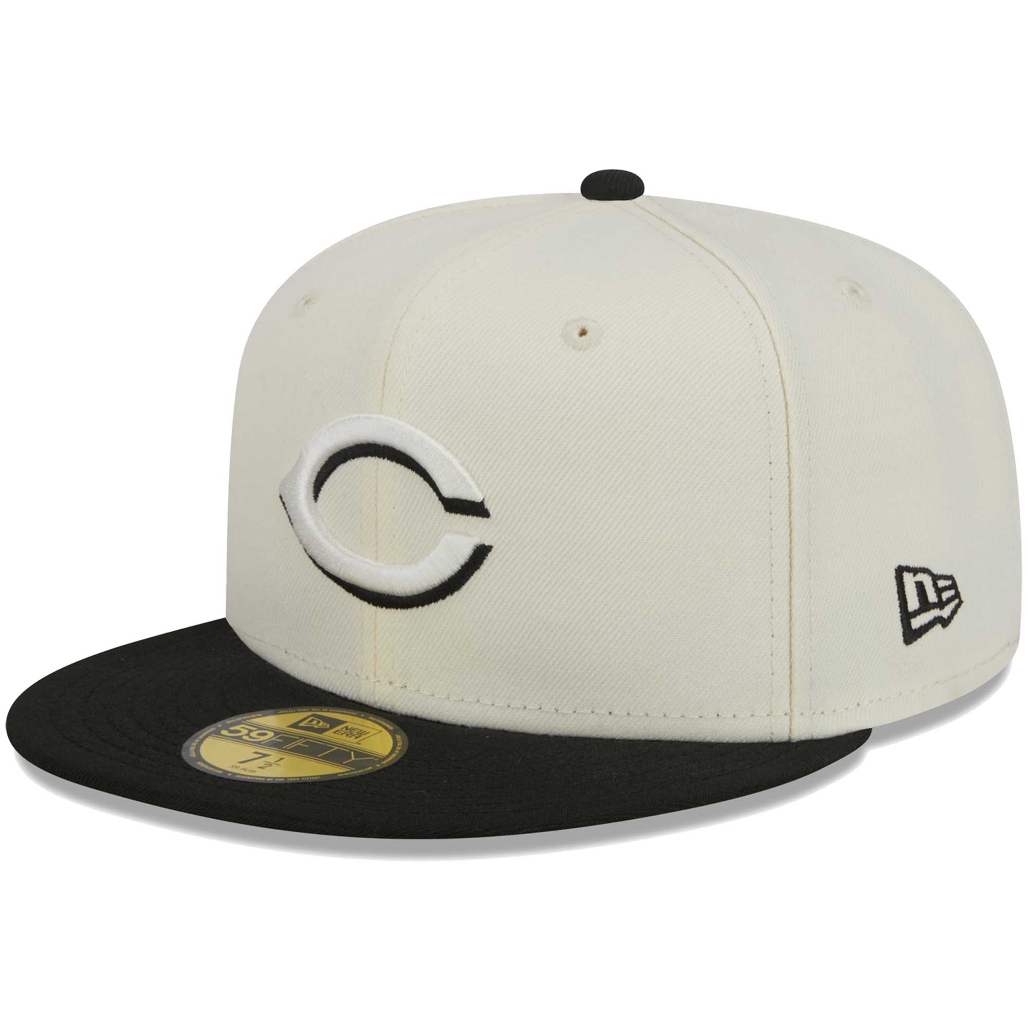 Cincinnati Reds New Era Chrome 59FIFTY Fitted Hat - Stone/Black