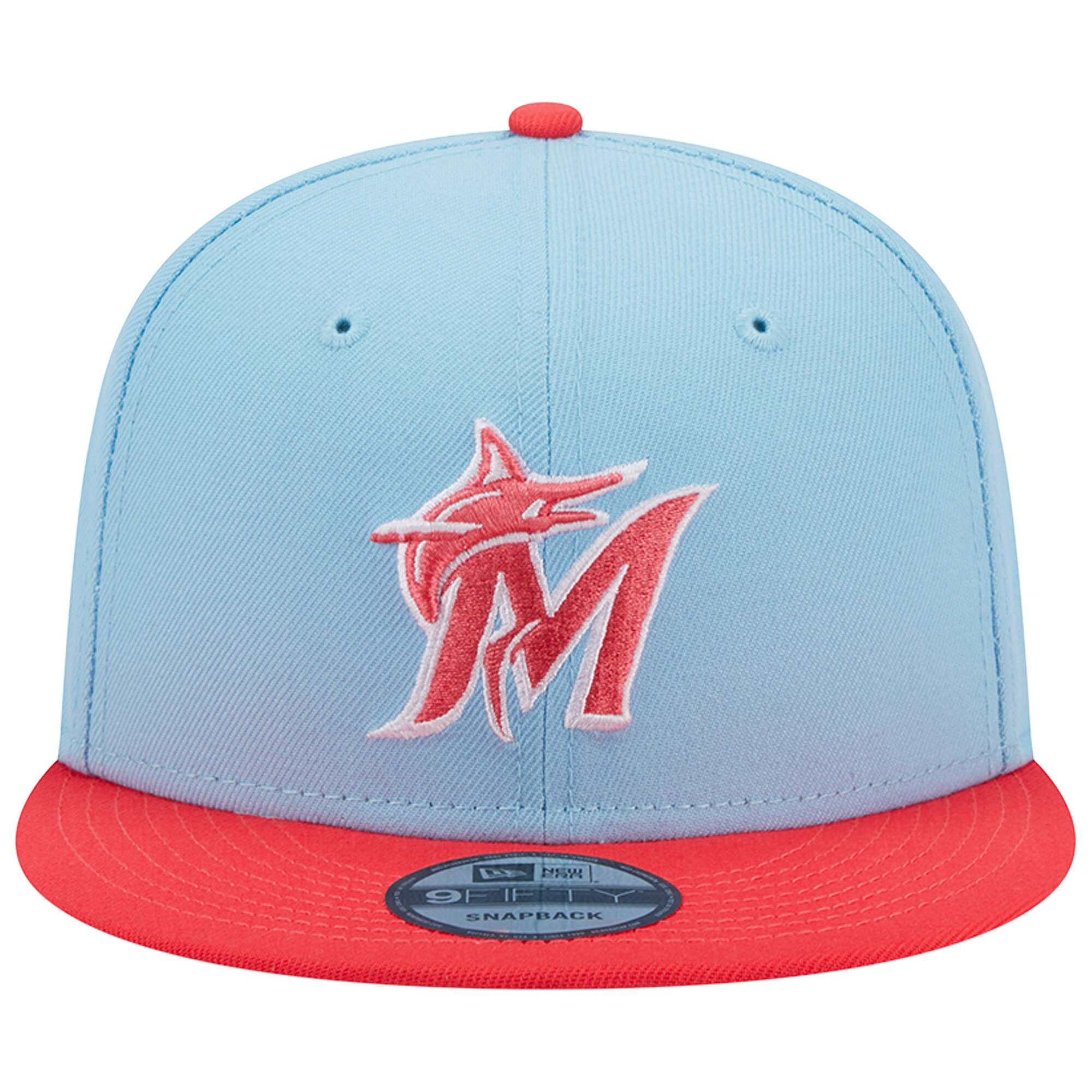 Miami Marlins New Era Spring Basic Two-Tone 9FIFTY Snapback Hat - Light Blue/Red