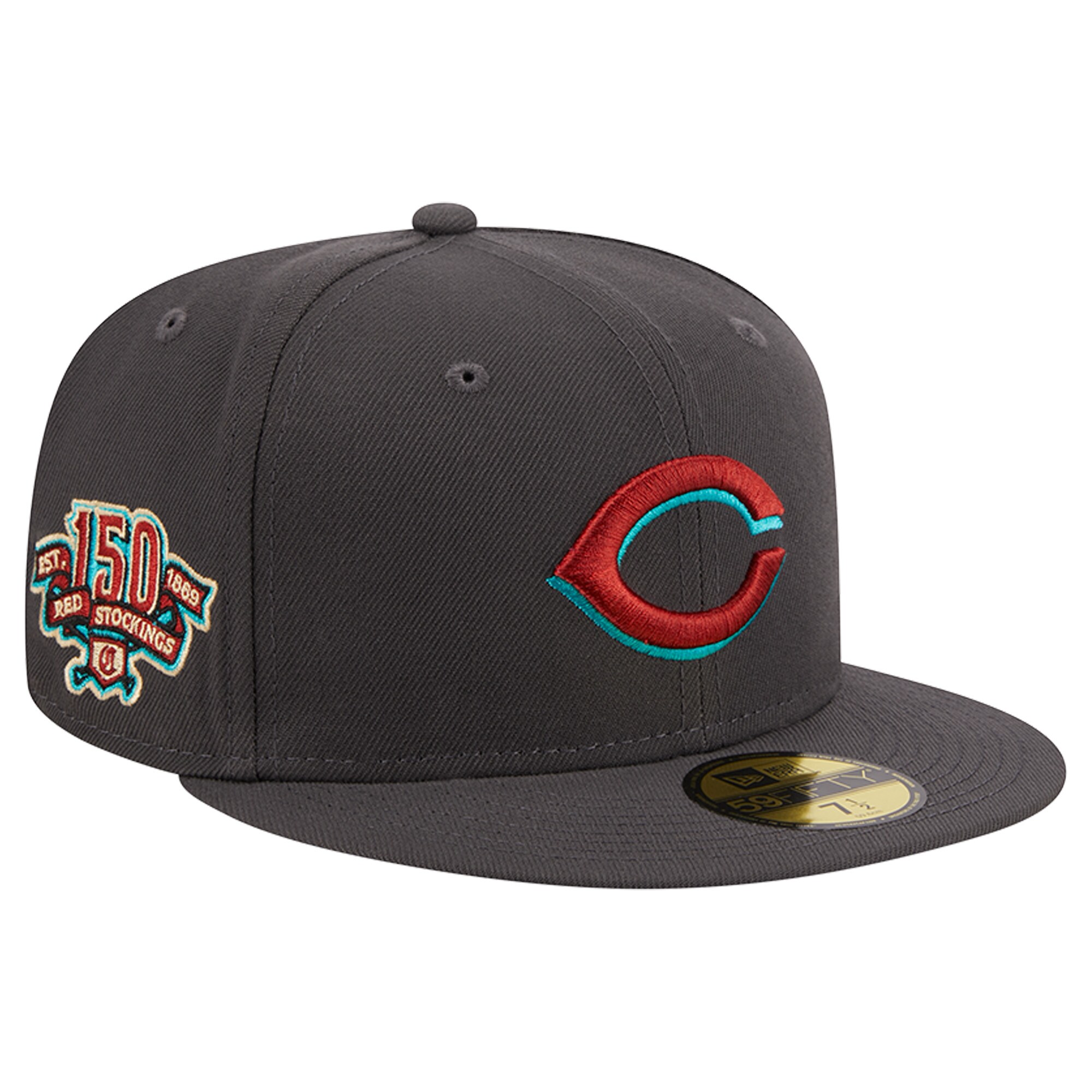 Cincinnati Reds New Era Print Undervisor 59FIFTY Fitted Hat - Graphite