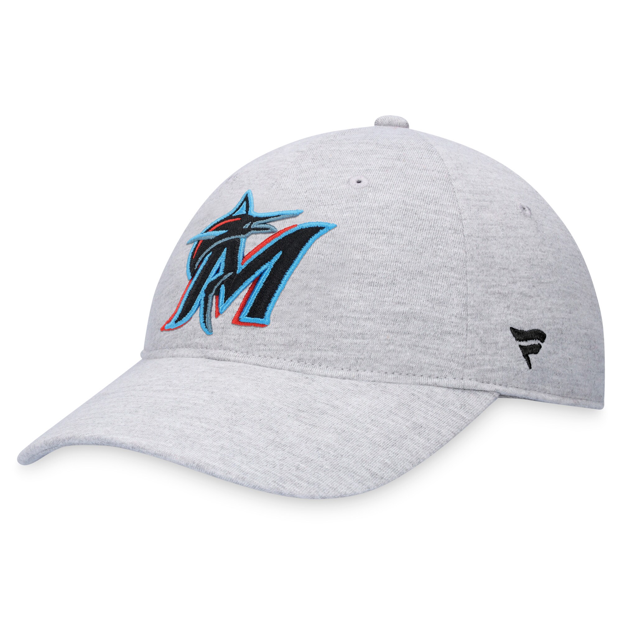 Miami Marlins Fanatics Branded Logo Adjustable Hat - Heather Gray