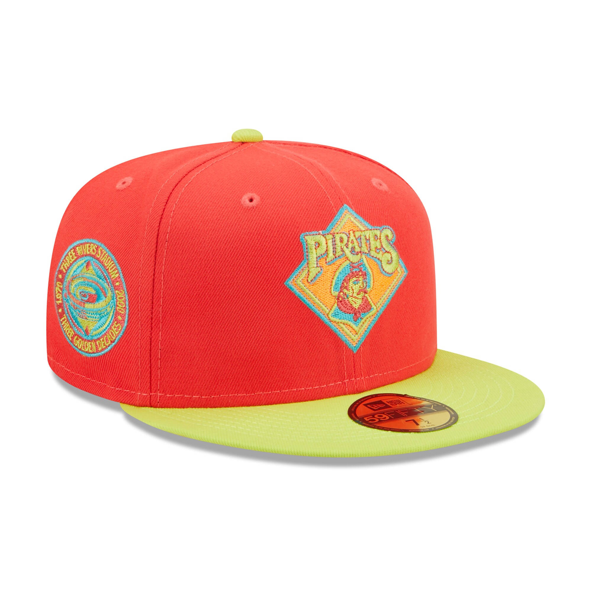 Pittsburgh Pirates New Era Lava Highlighter Combo 59FIFTY Fitted Hat - Red/Neon Green