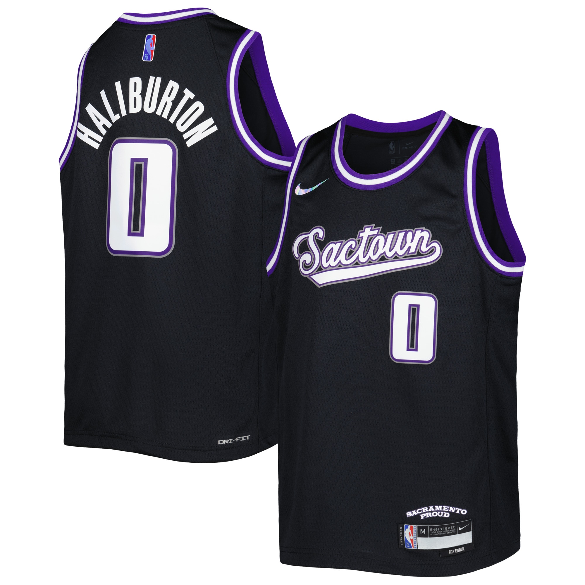 Tyrese Haliburton Sacramento Kings Nike Youth 2021/22 Swingman Jersey - City Edition - Black