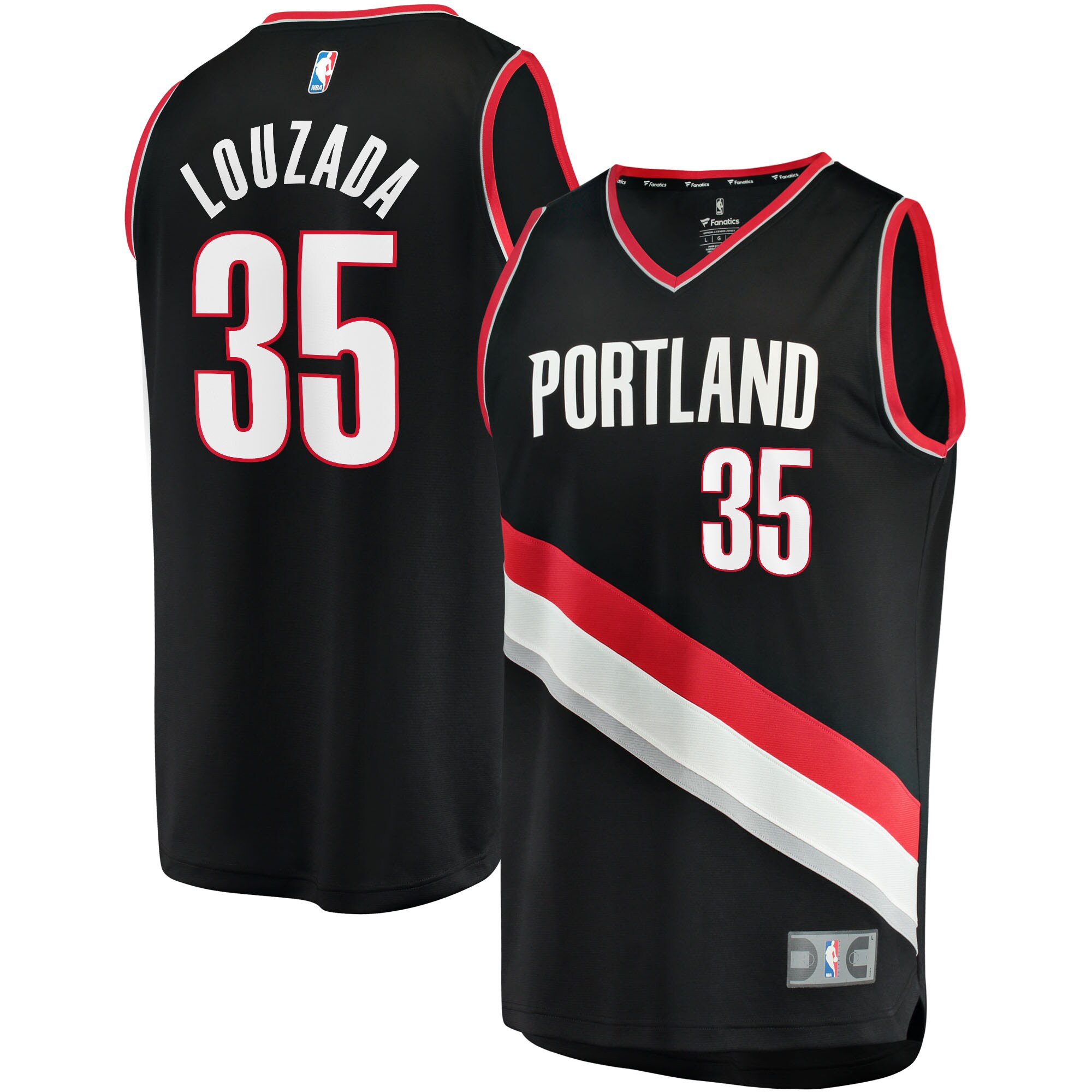 Didi Louzada Portland Trail Blazers Fanatics Branded Youth 2021/22 Fast Break Replica Jersey - Icon Edition - Black