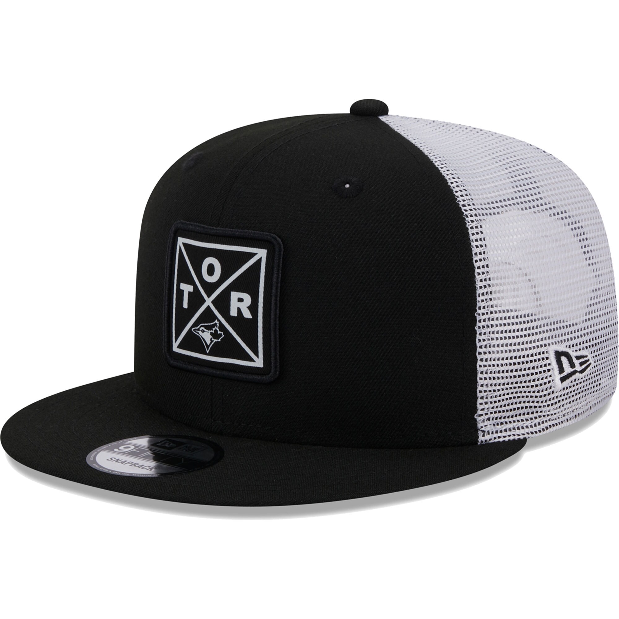 Toronto Blue Jays New Era Vert Squared Trucker 9FIFTY Snapback Hat - Black