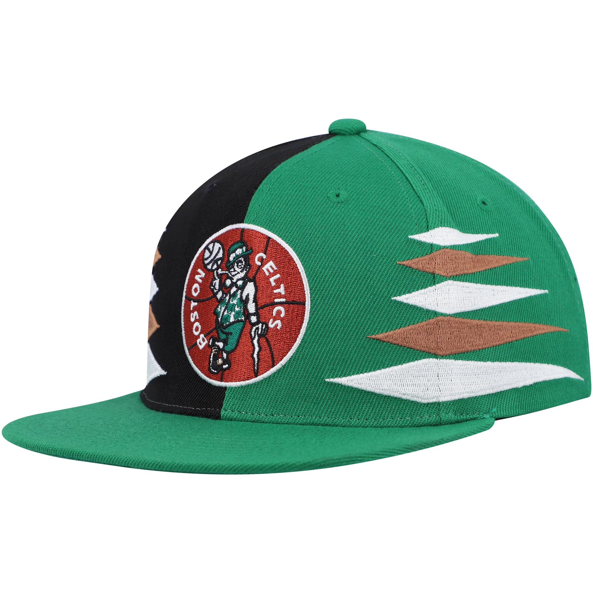 Boston Celtics Mitchell & Ness Hardwood Classics Diamond Cut Snapback Hat - Black/Kelly Green