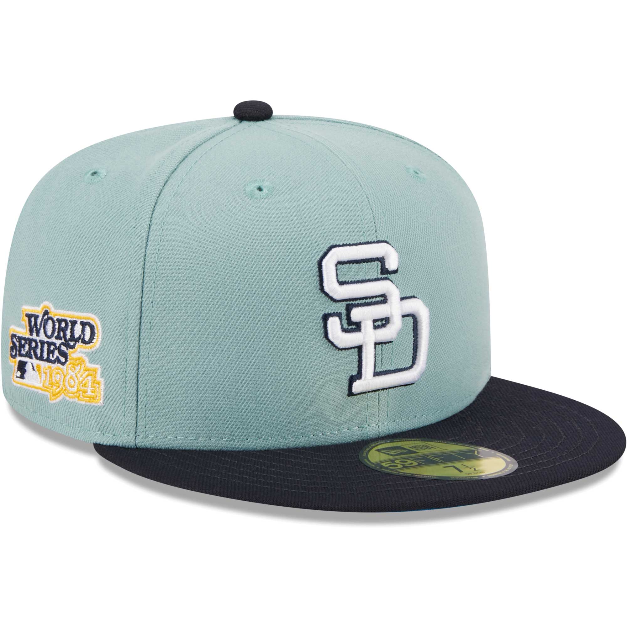 San Diego Padres New Era Beach Kiss 59FIFTY Fitted Hat - Light Blue/Navy