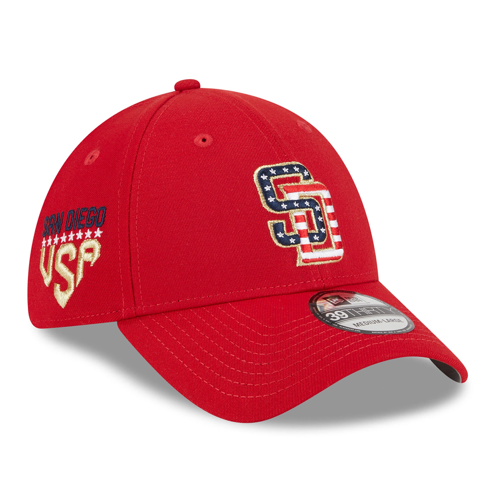 San Diego Padres New Era 2023 Fourth of July 39THIRTY Flex Fit Hat - Red