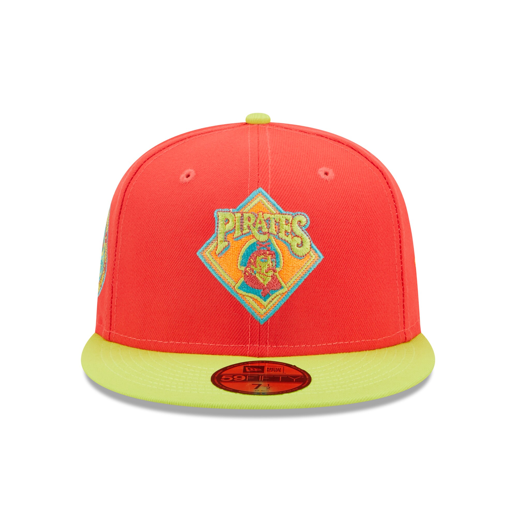 Pittsburgh Pirates New Era Lava Highlighter Combo 59FIFTY Fitted Hat - Red/Neon Green