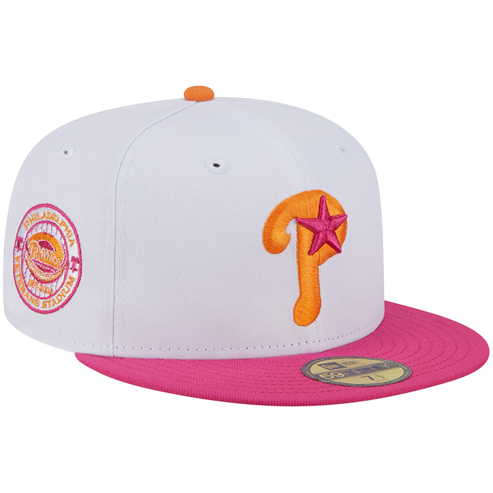 Philadelphia Phillies New Era Veterans Stadium 59FIFTY Fitted Hat - White/Pink