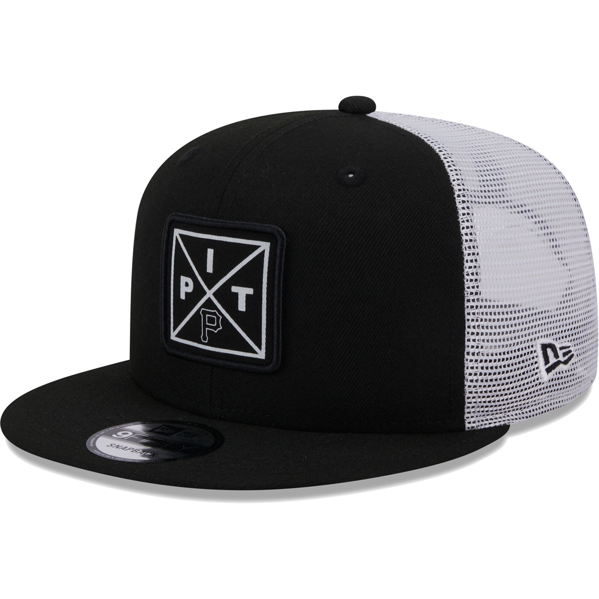 Pittsburgh Pirates New Era Vert Squared Trucker 9FIFTY Snapback Hat - Black