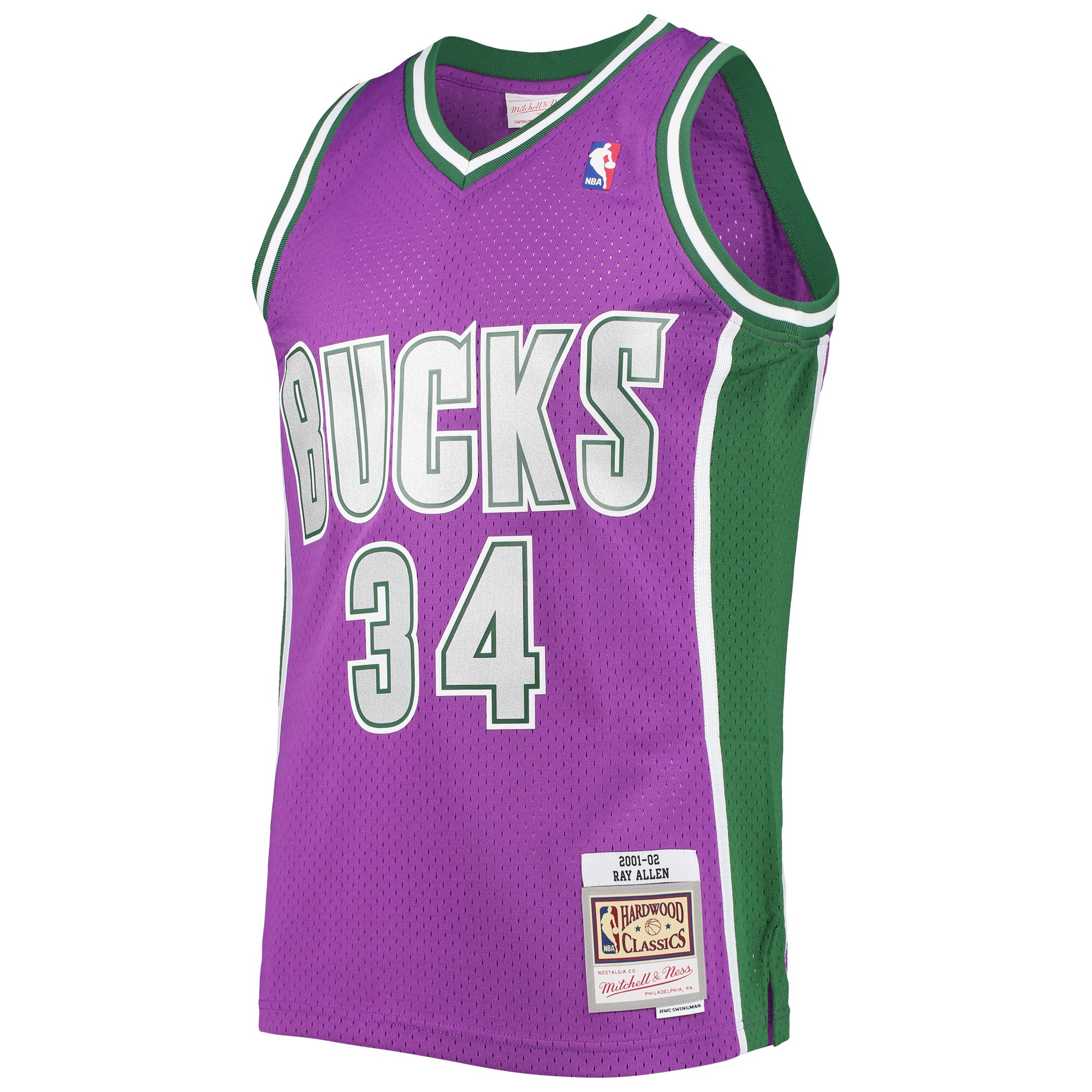 Ray Allen Milwaukee Bucks Mitchell & Ness Hardwood Classics Swingman Jersey - Purple