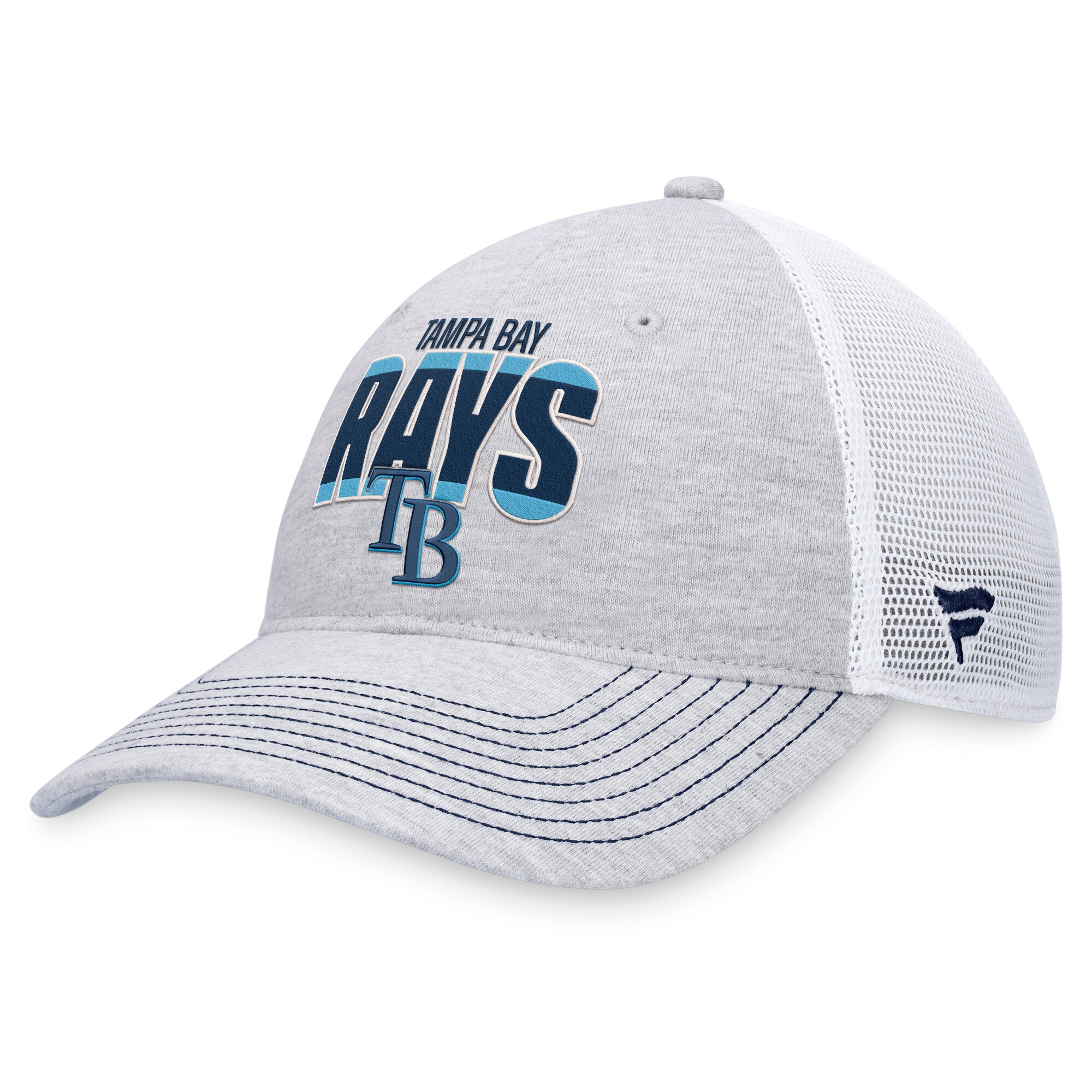 Tampa Bay Rays Fanatics Branded Logo Trucker Adjustable Hat - Heather Gray/White
