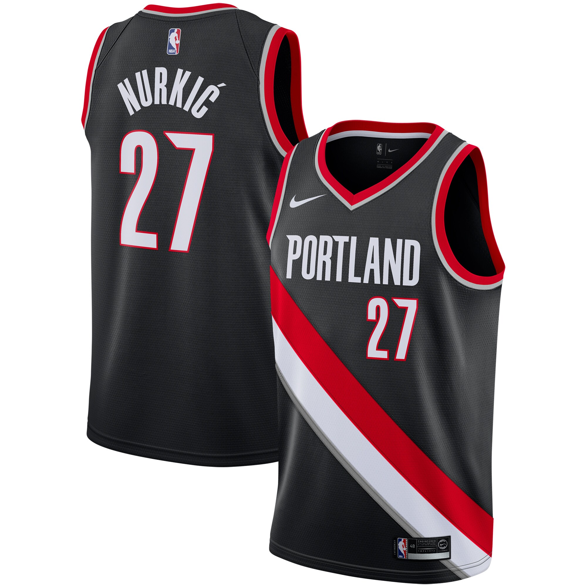 Jusuf Nurkic Portland Trail Blazers Nike Replica Swingman Jersey - Icon Edition - Black